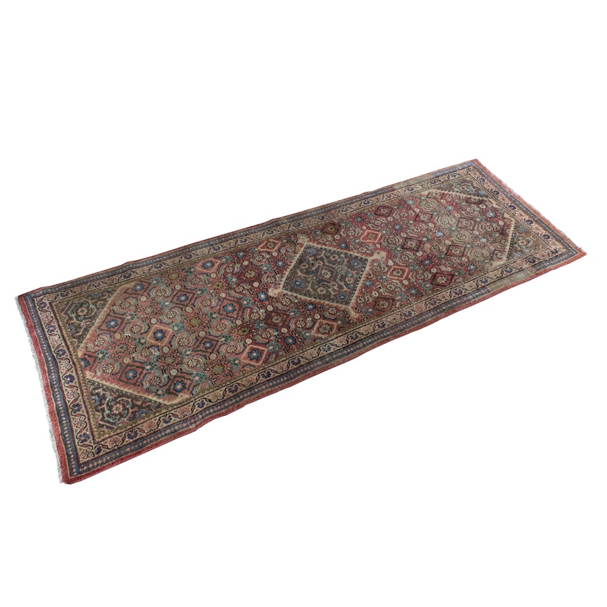 Hand-Knotted Persian Malayer Wool Carpet Runner