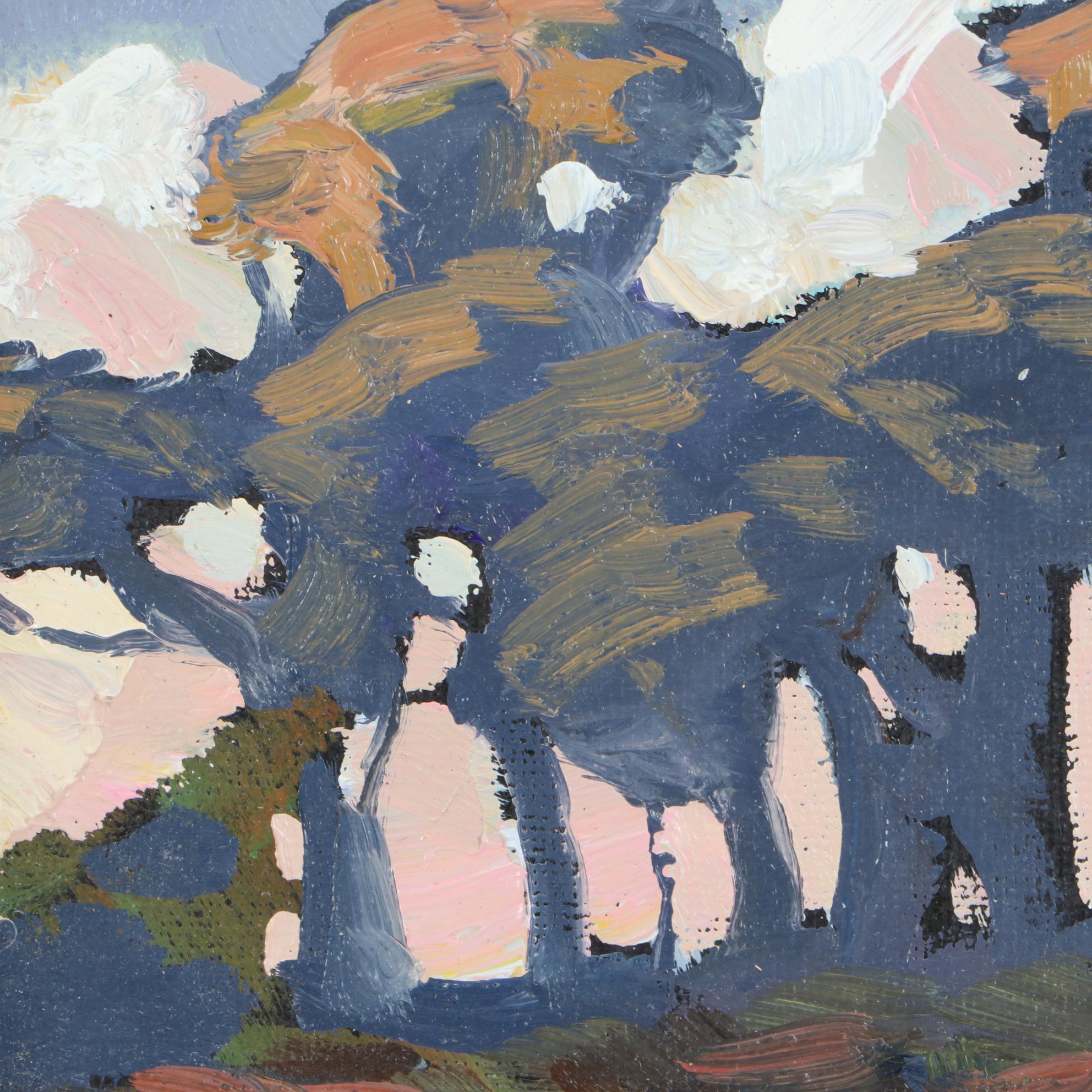 William Hawkins Oil on Canvas Board Impressionist Landscape Painting