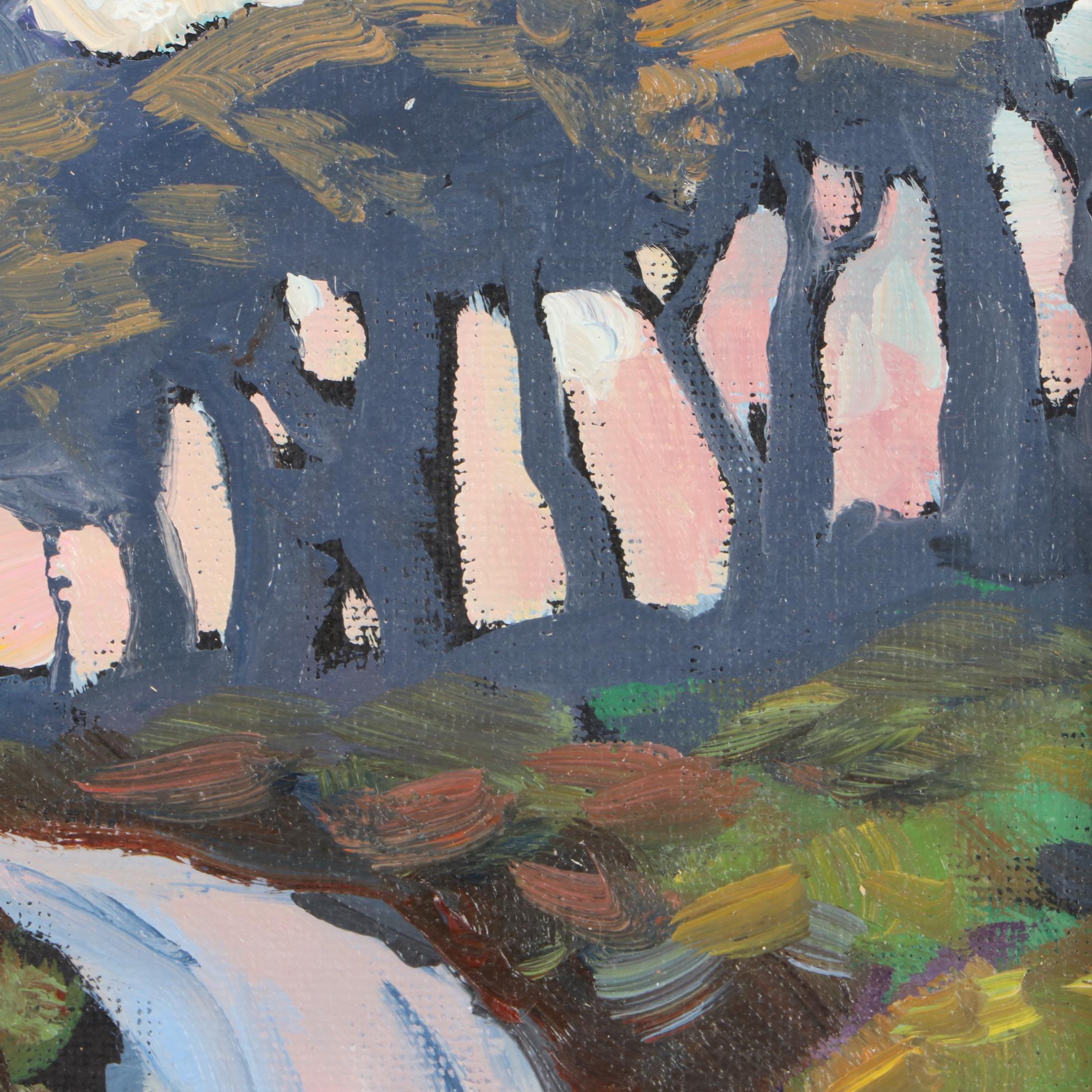 William Hawkins Oil on Canvas Board Impressionist Landscape Painting