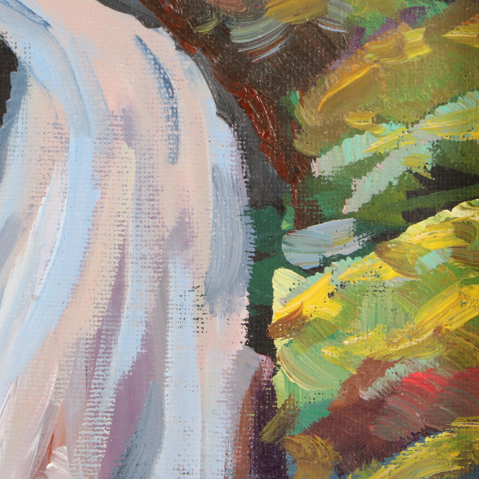 William Hawkins Oil on Canvas Board Impressionist Landscape Painting