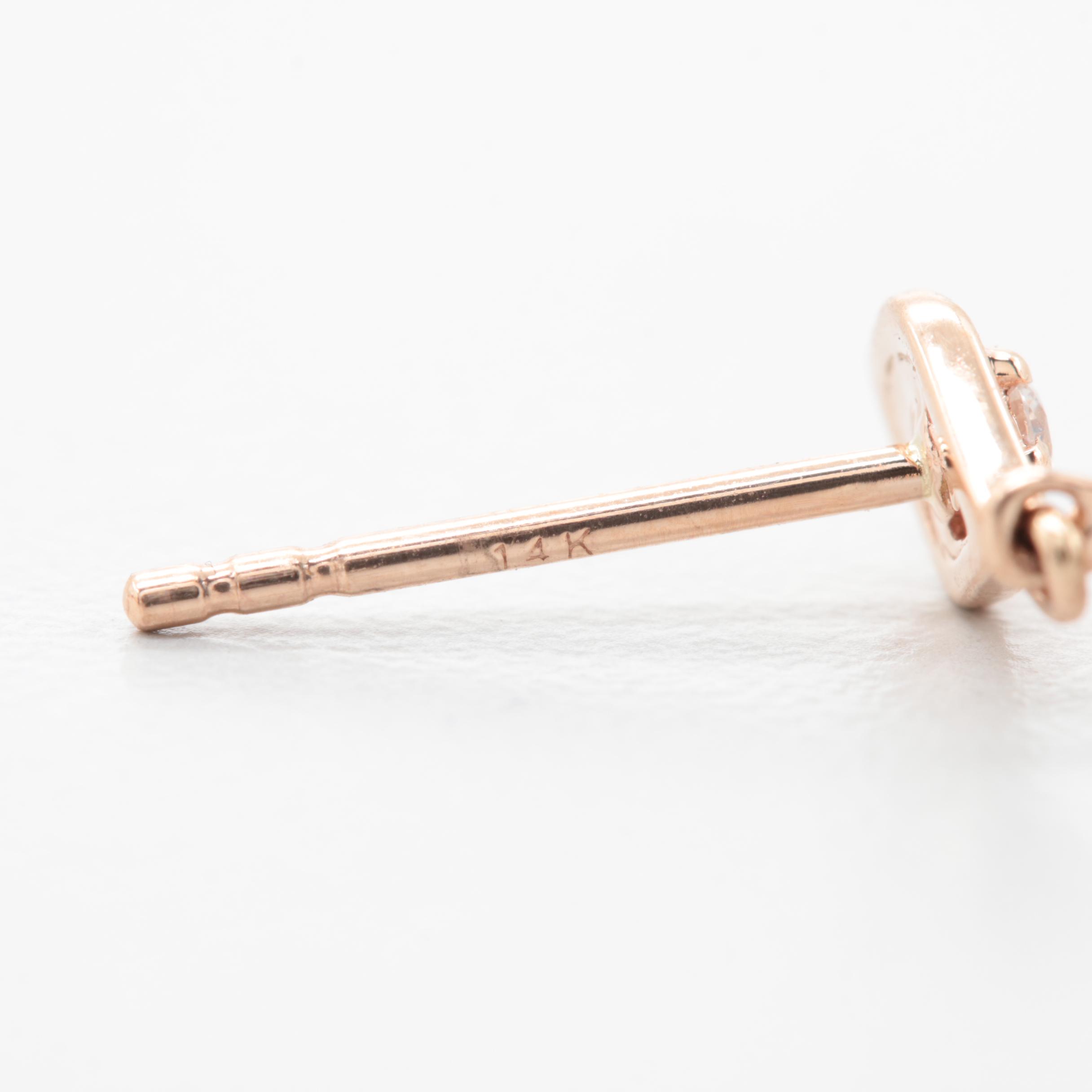 14K Rose Gold Pink Sapphire and Diamond Earrings