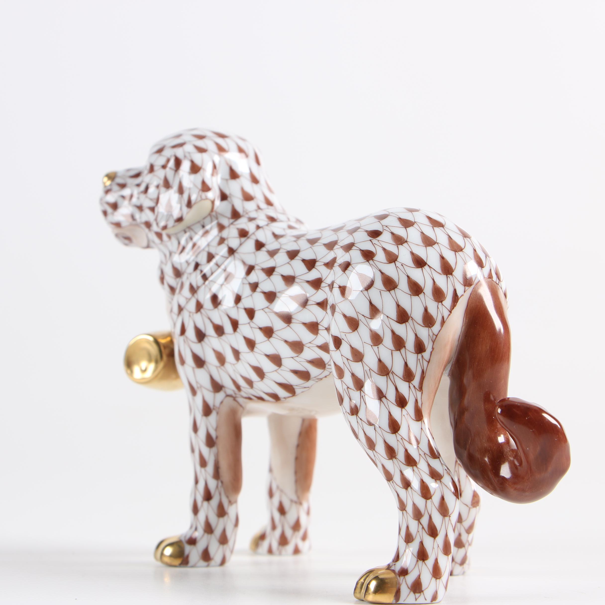 Herend Hungary "Saint Bernard" Hand-Painted Porcelain Figurine