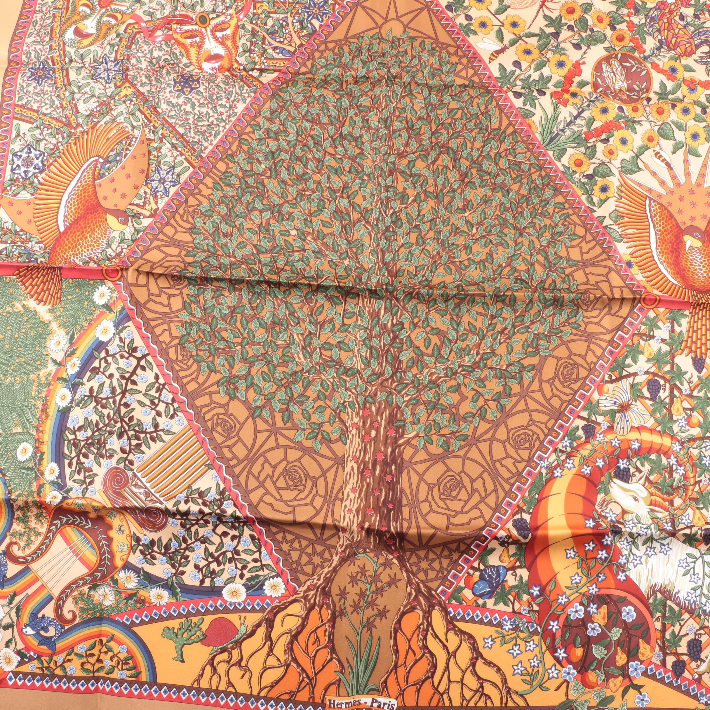 Hermès of Paris "Axis Mundi" Silk Scarf