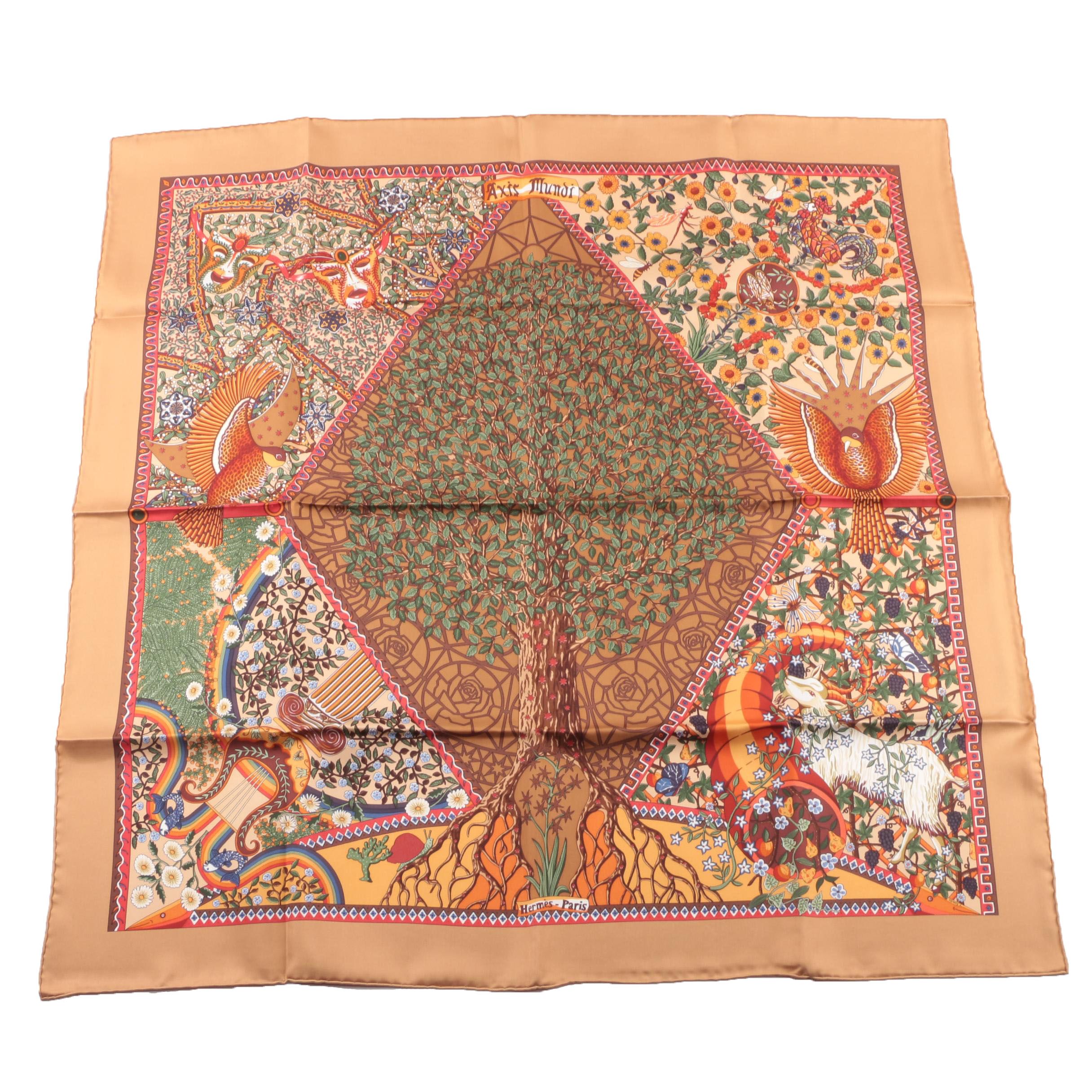 Hermès of Paris "Axis Mundi" Silk Scarf