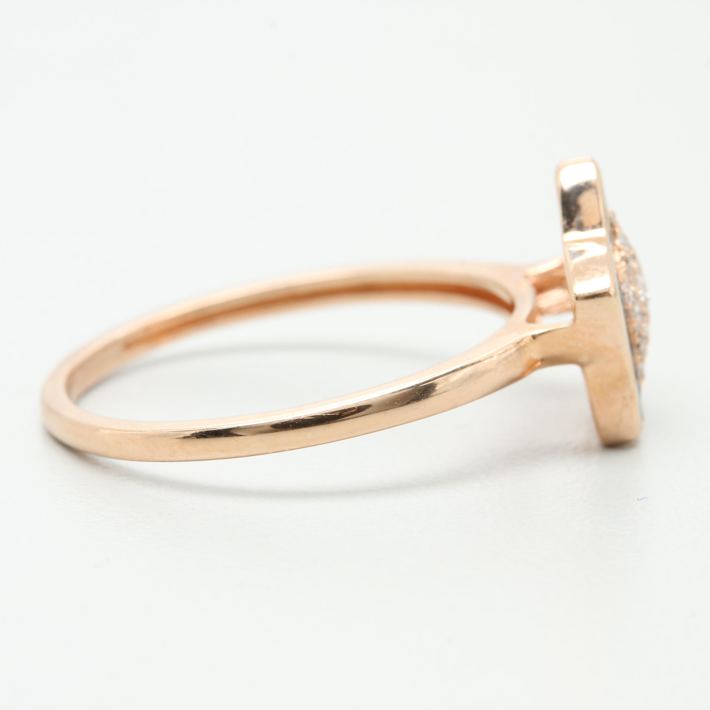 14K Rose Gold Diamond and Enamel Star Ring