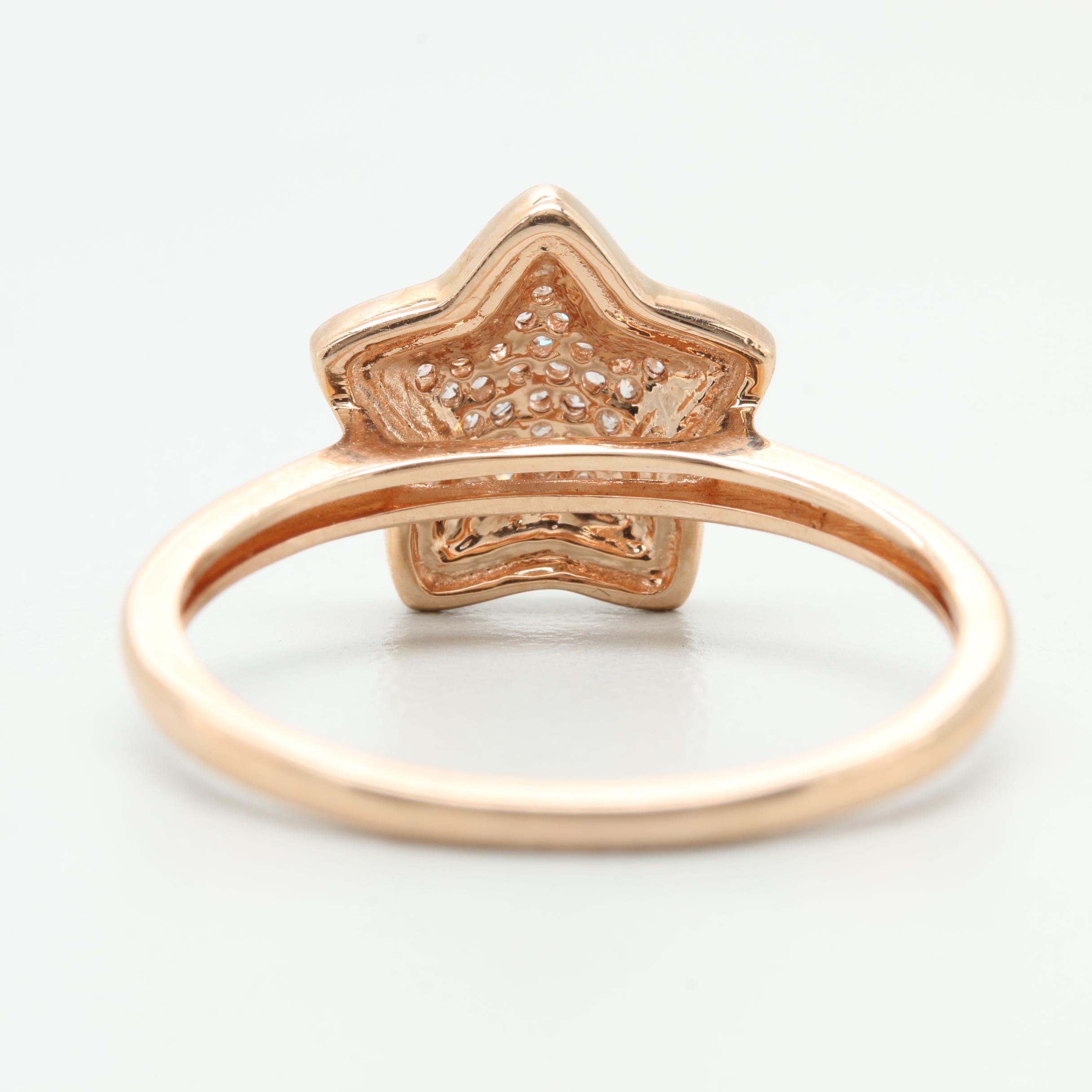 14K Rose Gold Diamond and Enamel Star Ring