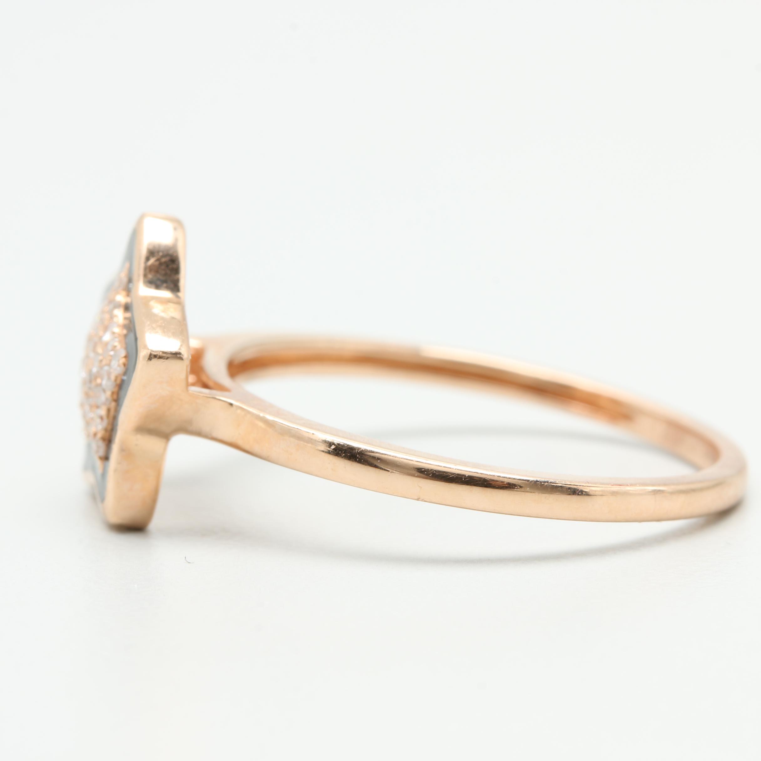 14K Rose Gold Diamond and Enamel Star Ring