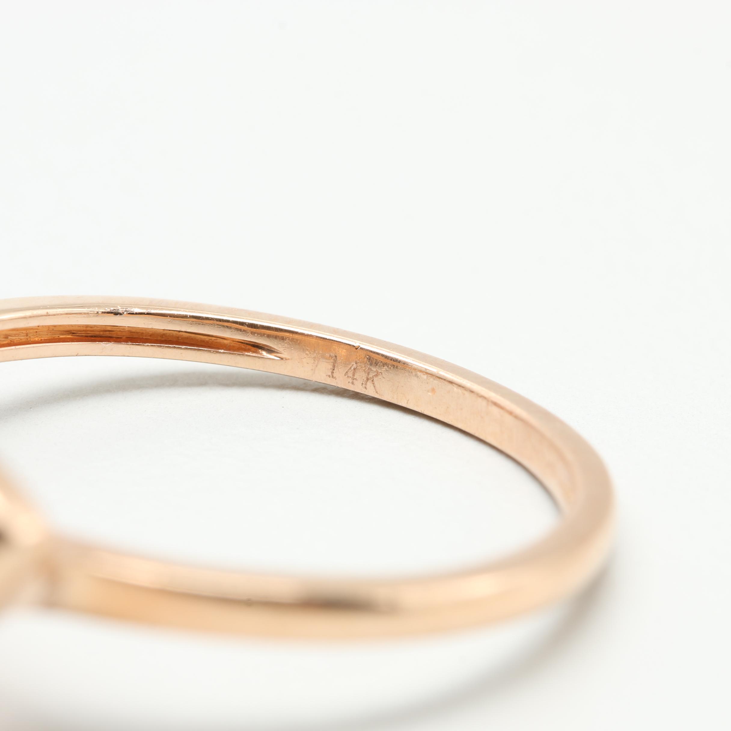 14K Rose Gold Diamond and Enamel Star Ring