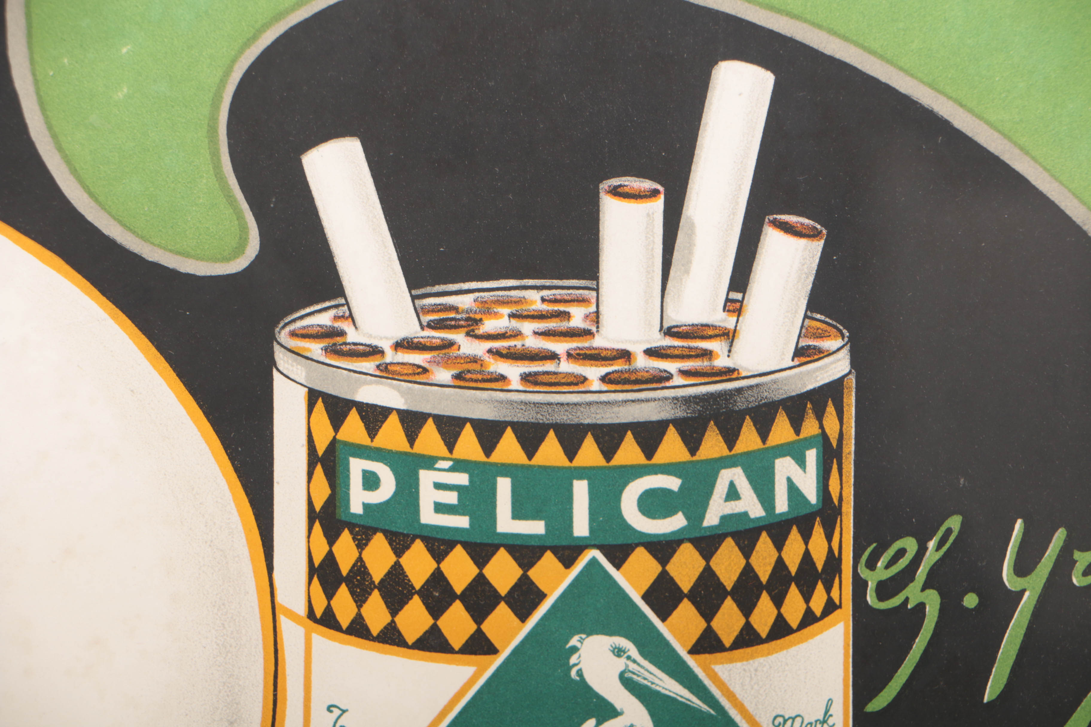 Charles Yray c.1925 Color Lithograph Poster for Pelican Cigarettes