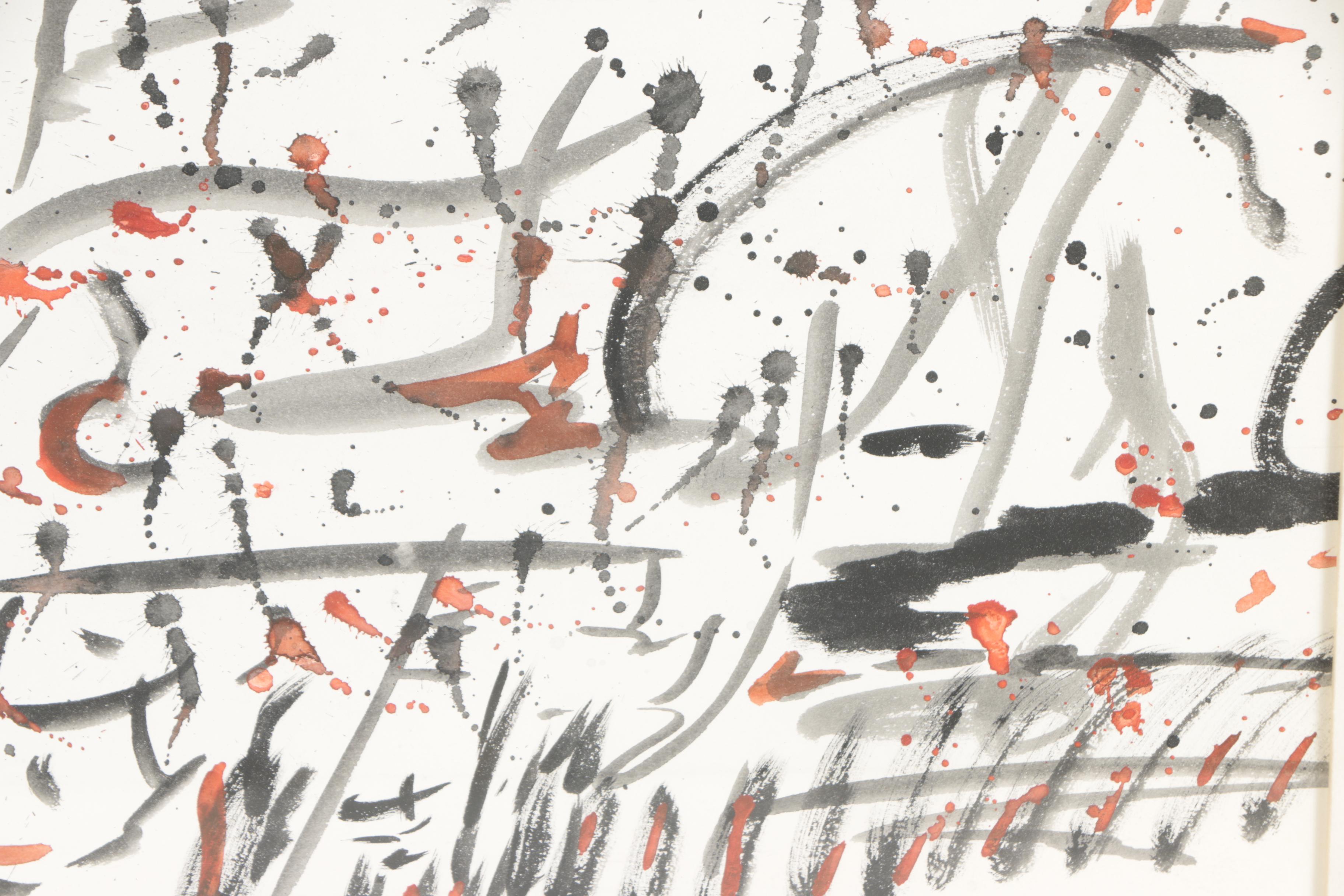 Effie May Jones 1960 Watercolor and Gouache Painting "Black and Red"