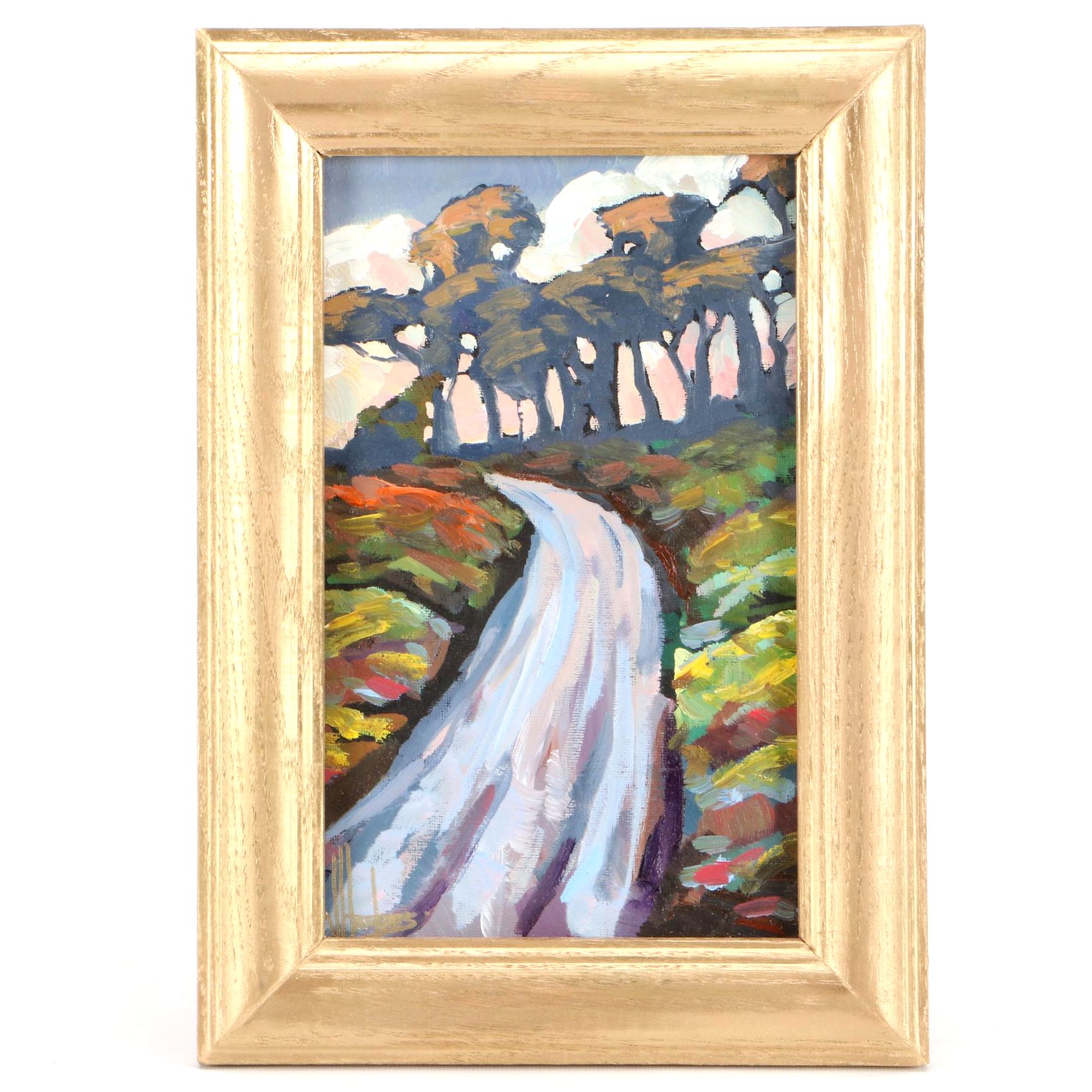 William Hawkins Oil on Canvas Board Impressionist Landscape Painting