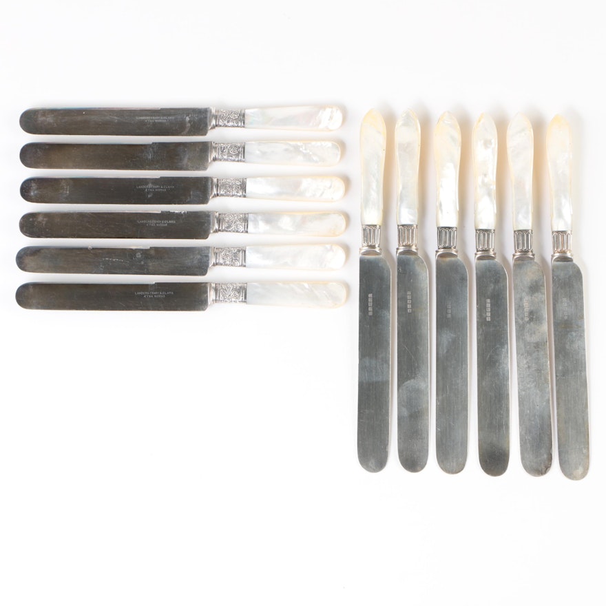 Mother of Pearl Handled Dinner Knife Sets featuring Landers, Frary & Clark