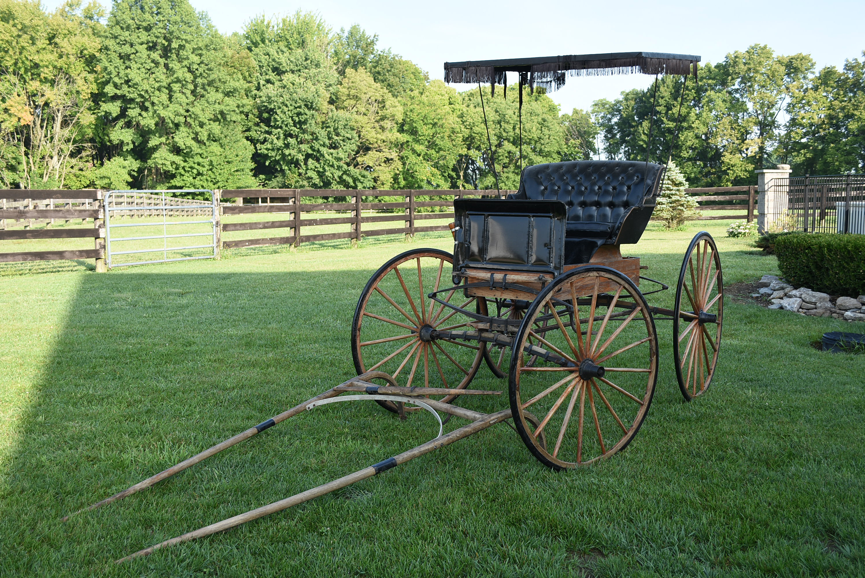 Late 19th Century Natural Oak And  Black Horse Drawn Buggy