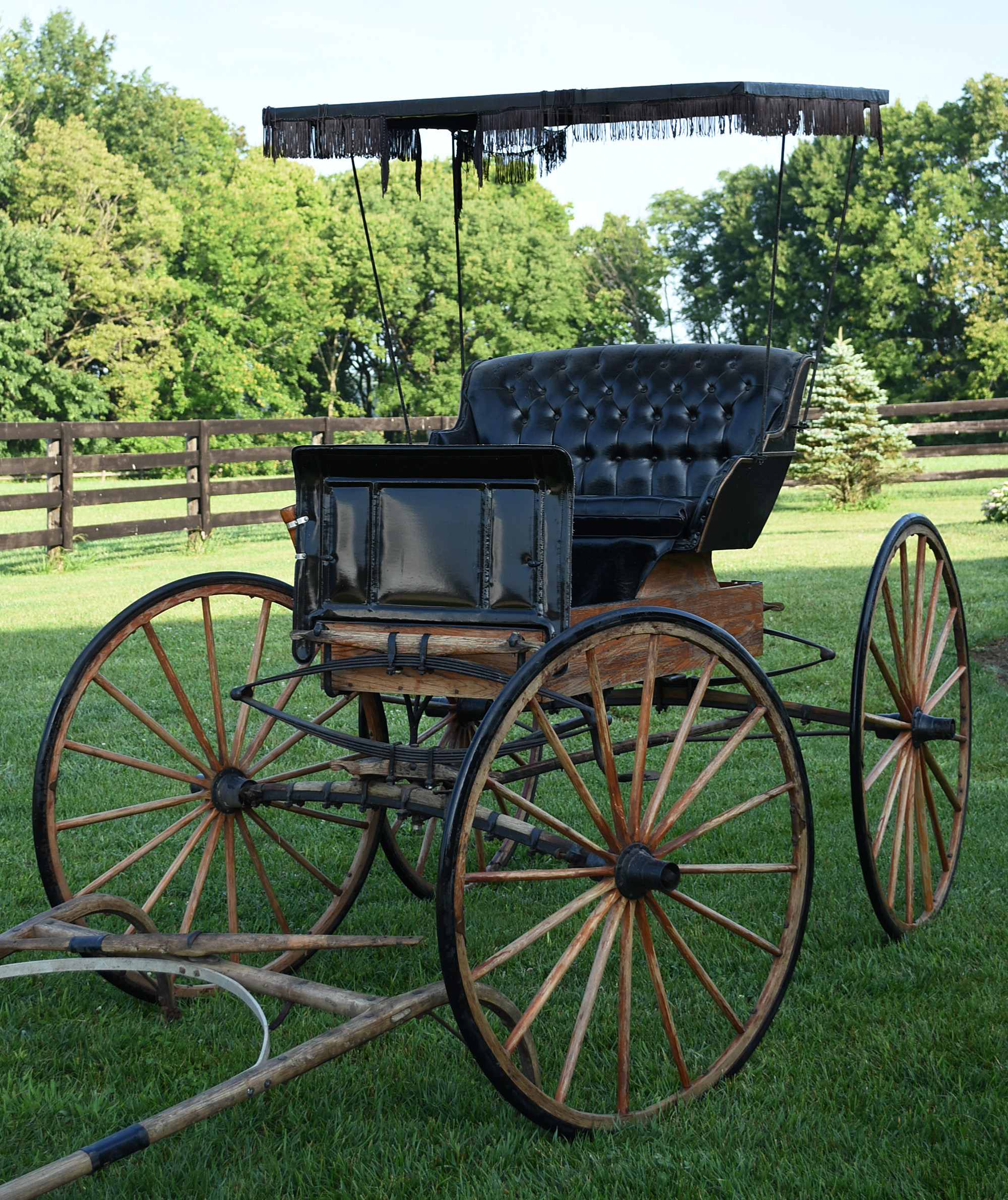 Late 19th Century Natural Oak And  Black Horse Drawn Buggy