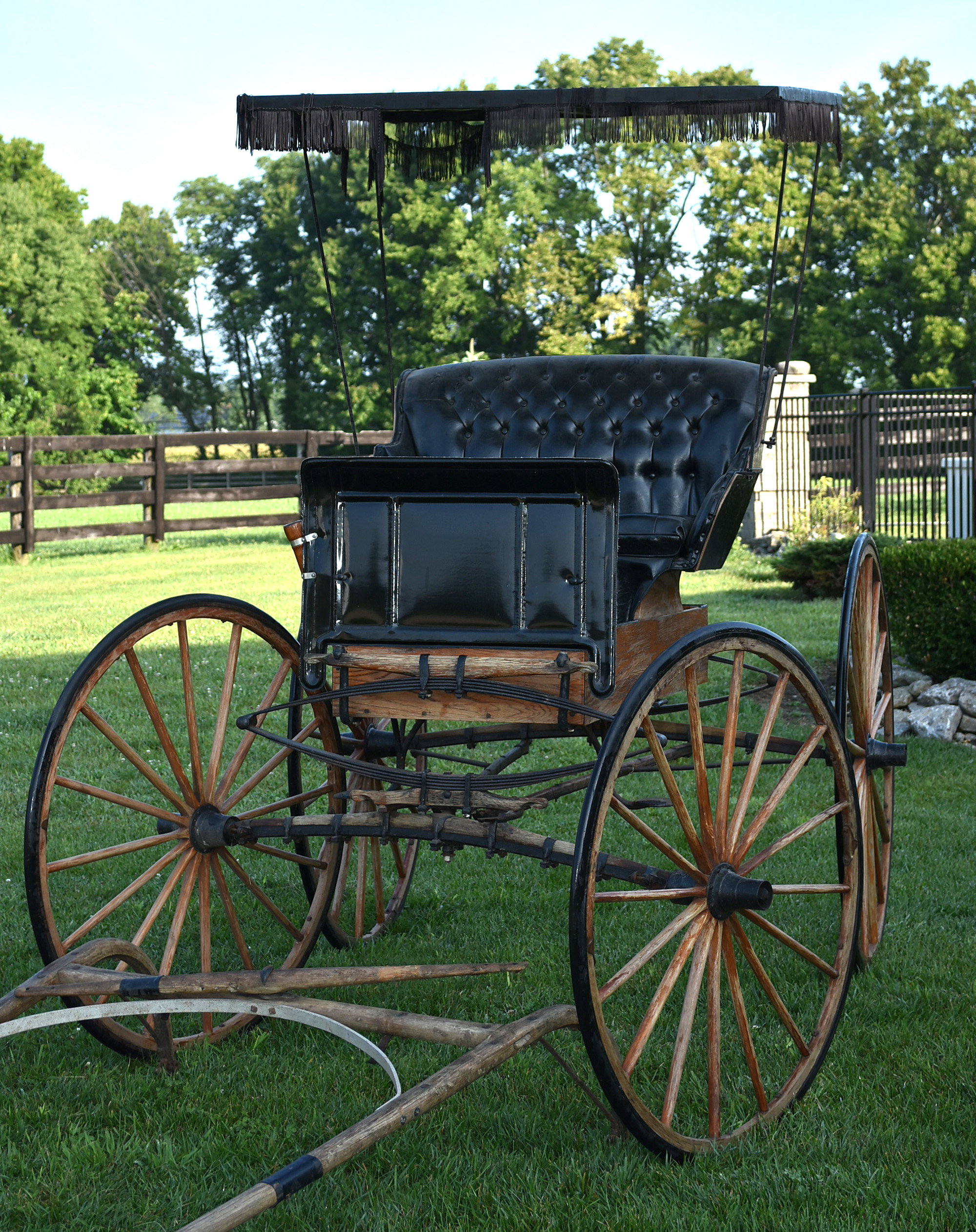 Late 19th Century Natural Oak And  Black Horse Drawn Buggy