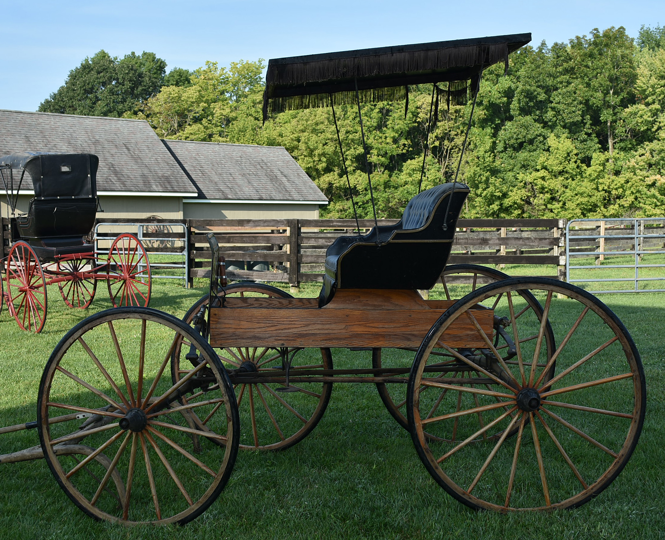 Late 19th Century Natural Oak And  Black Horse Drawn Buggy