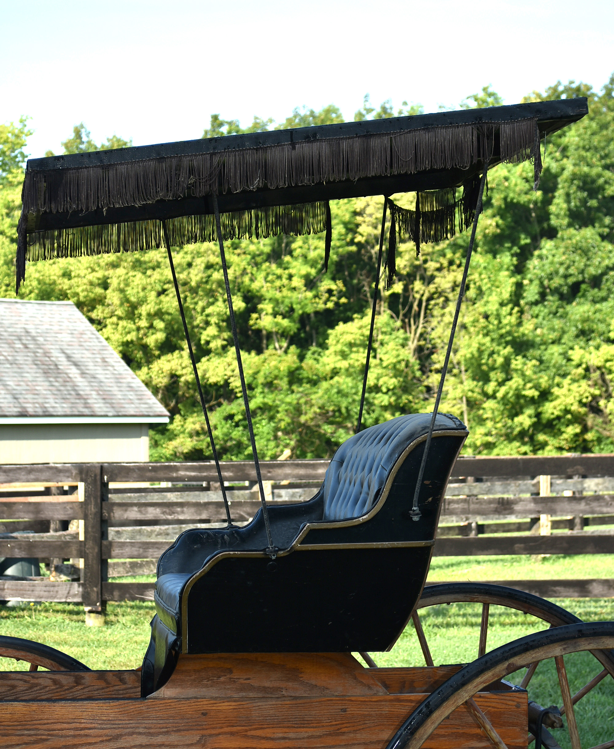 Late 19th Century Natural Oak And  Black Horse Drawn Buggy