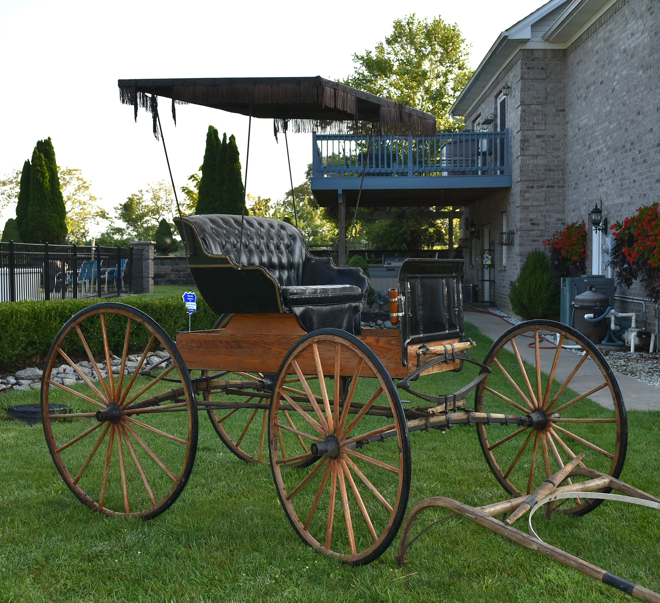 Late 19th Century Natural Oak And  Black Horse Drawn Buggy