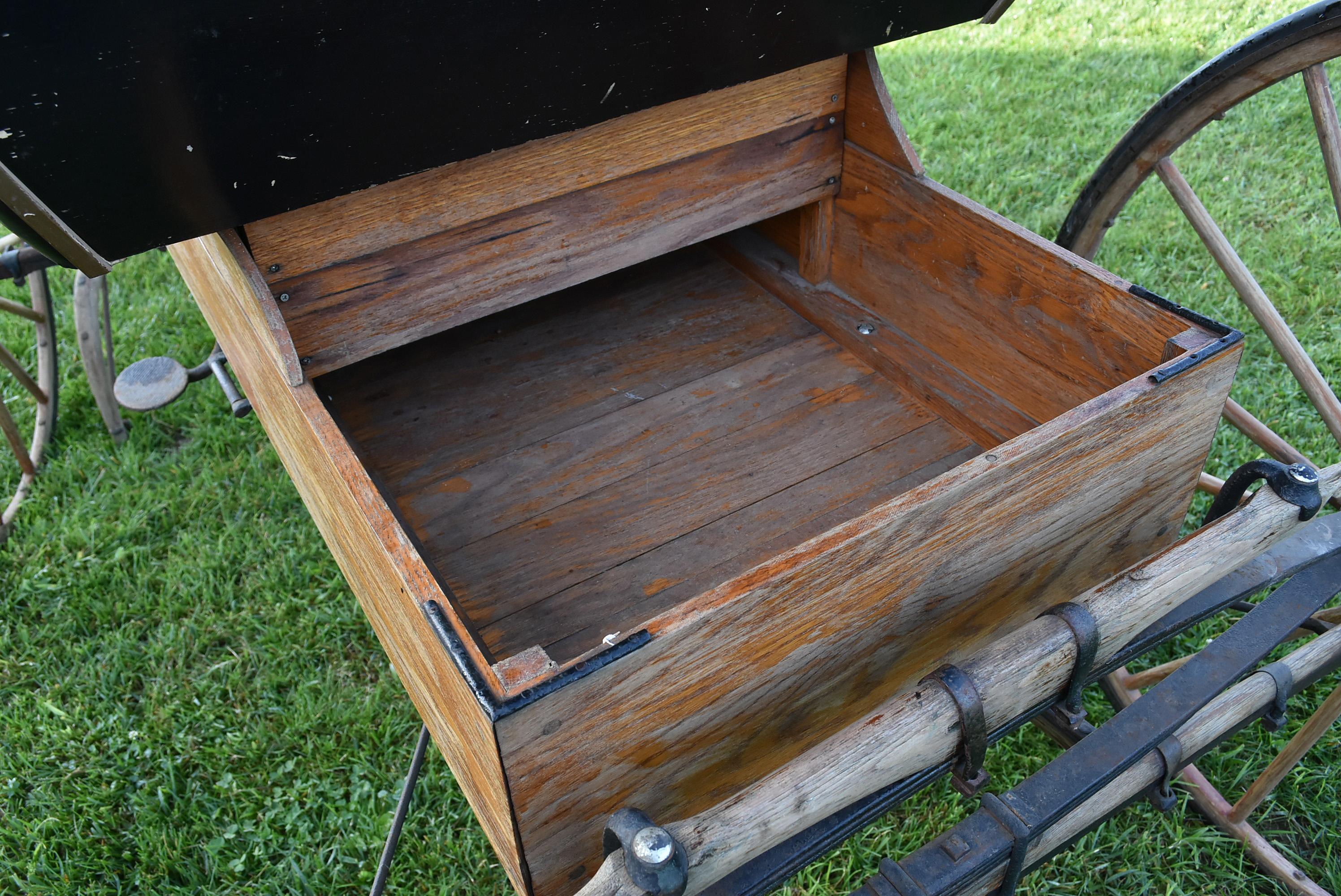 Late 19th Century Natural Oak And  Black Horse Drawn Buggy
