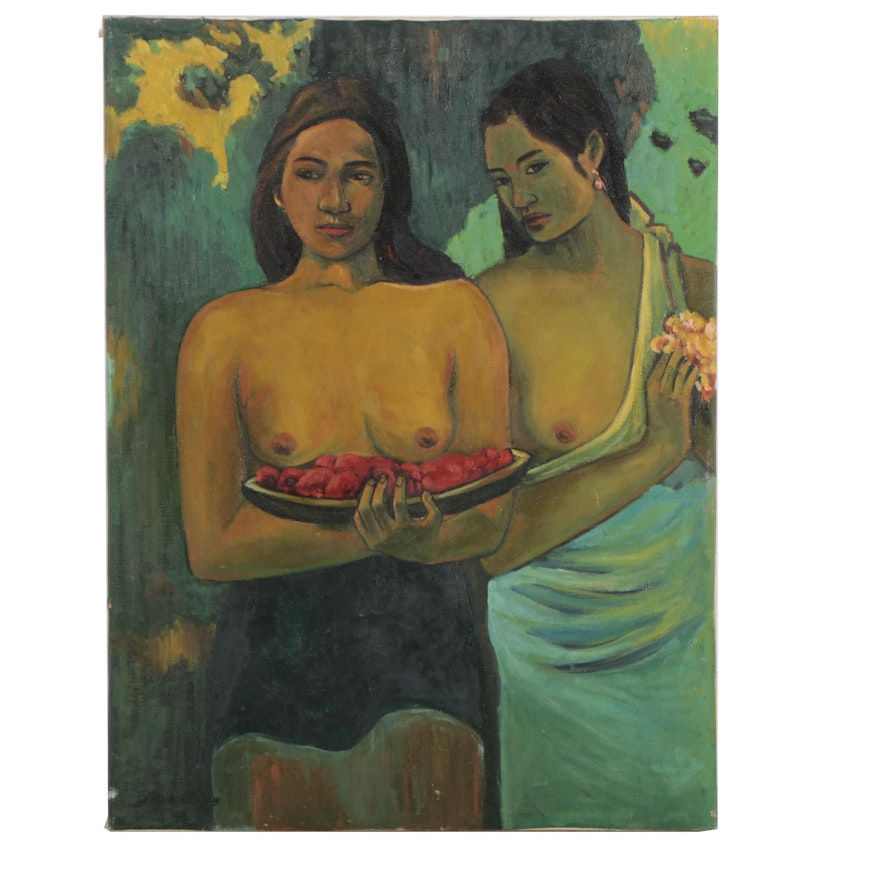 Lavelle Copy Oil Painting after Paul Gauguin "Two Tahitian Women"