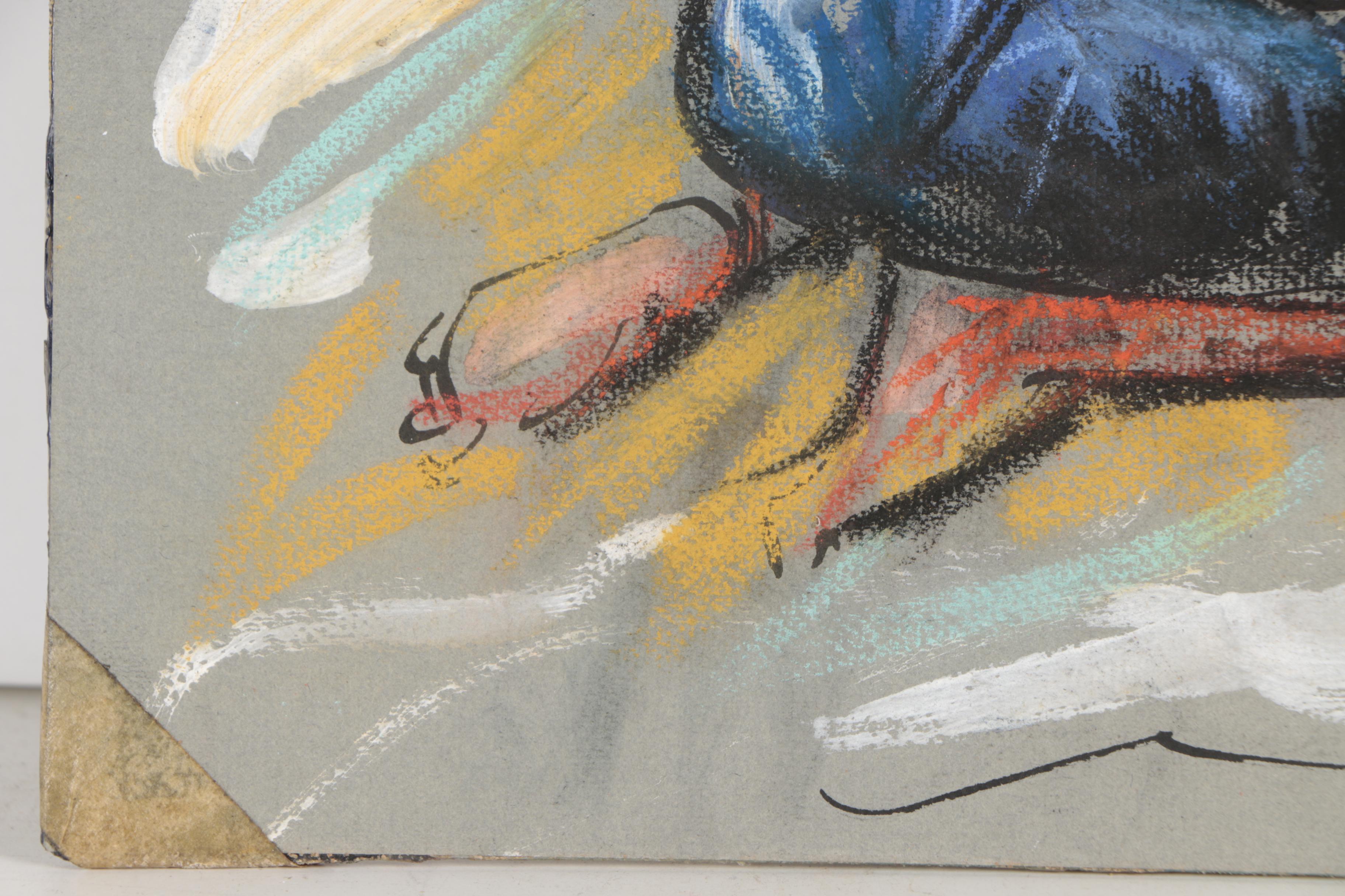 Figural Mixed Media Drawing