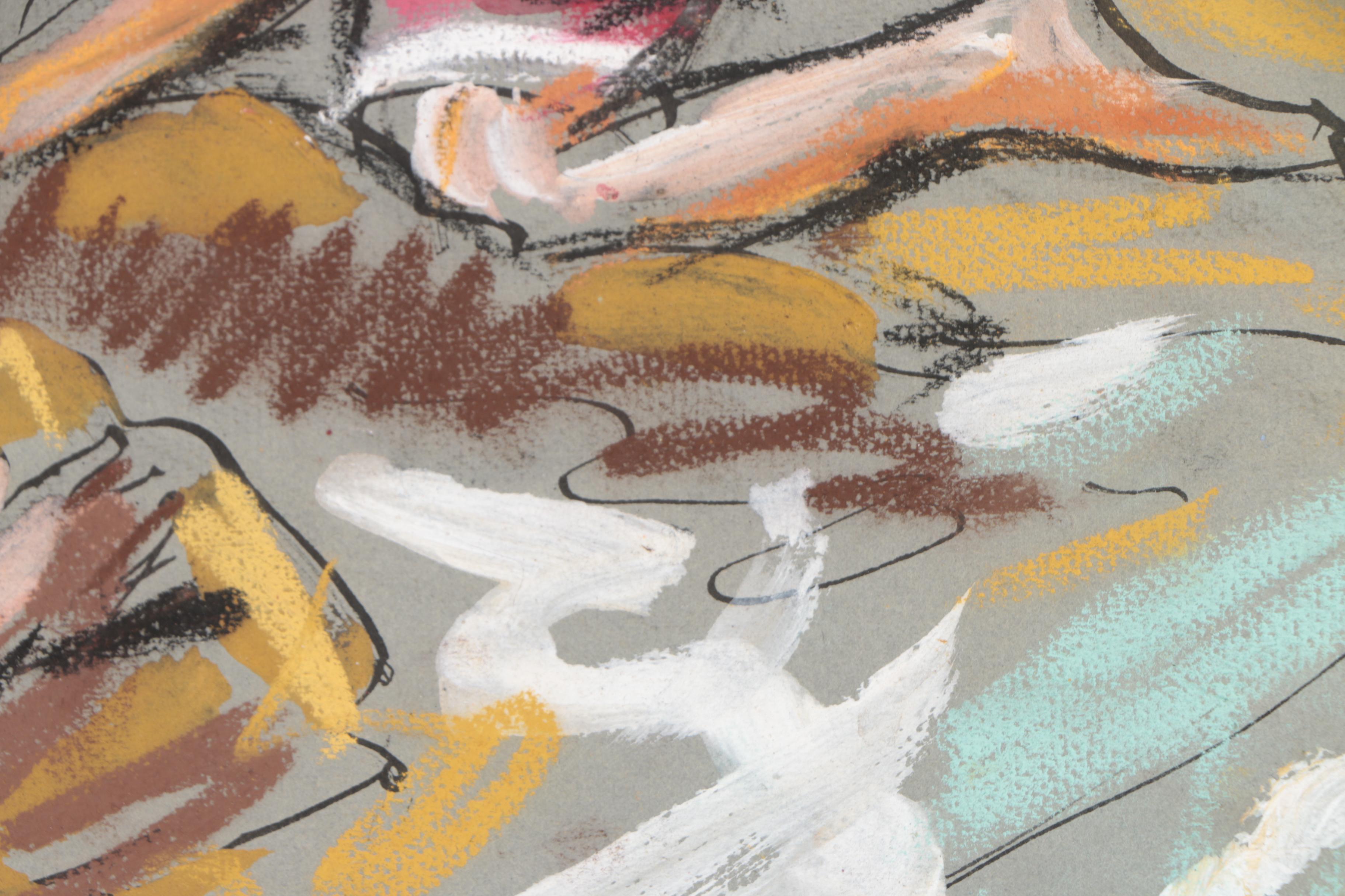 Figural Mixed Media Drawing