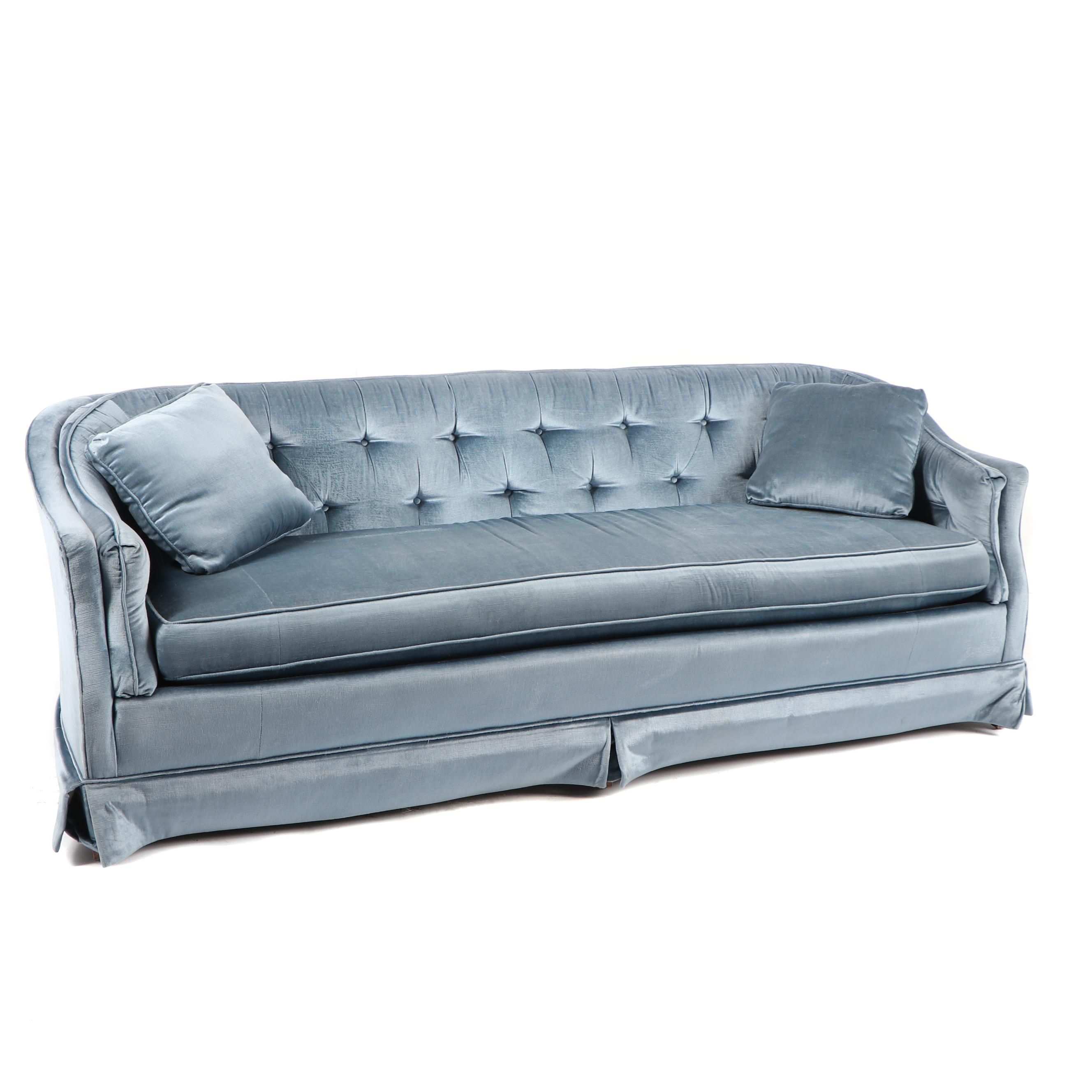 Vintage Mid-Century Blue Upholstered Sofa by Drexel