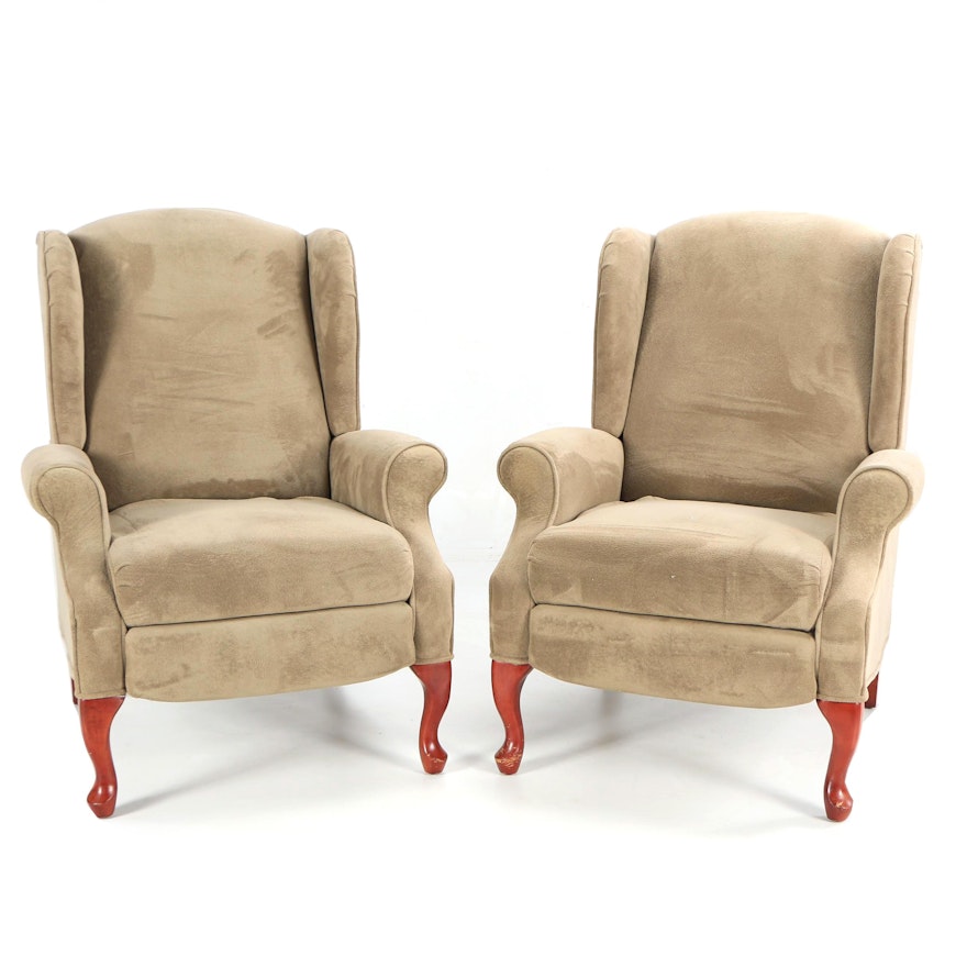 Queen Anne Style Upholstered Wingback Recliners by Lane Furniture