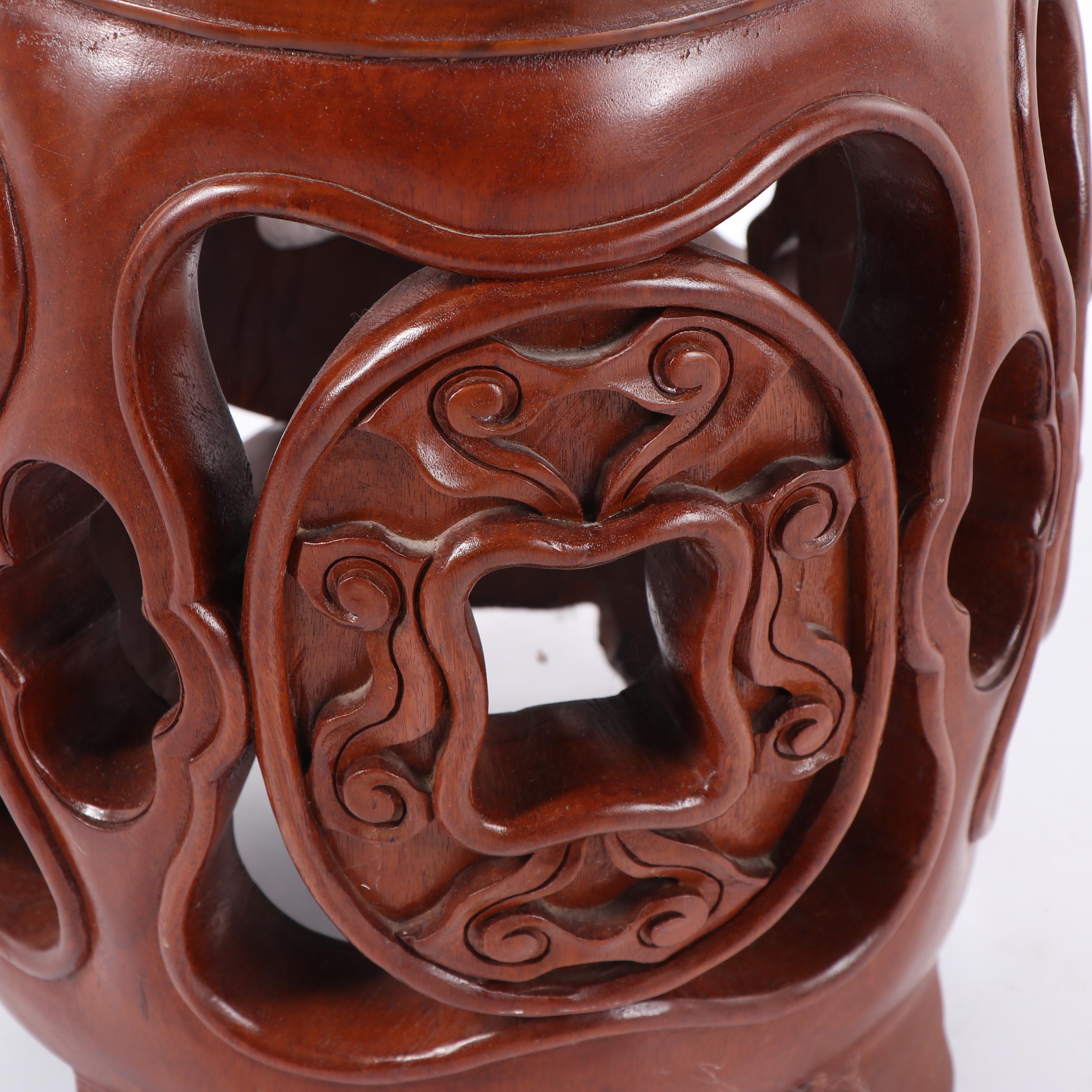 Chinese Carved Wood Garden Stool