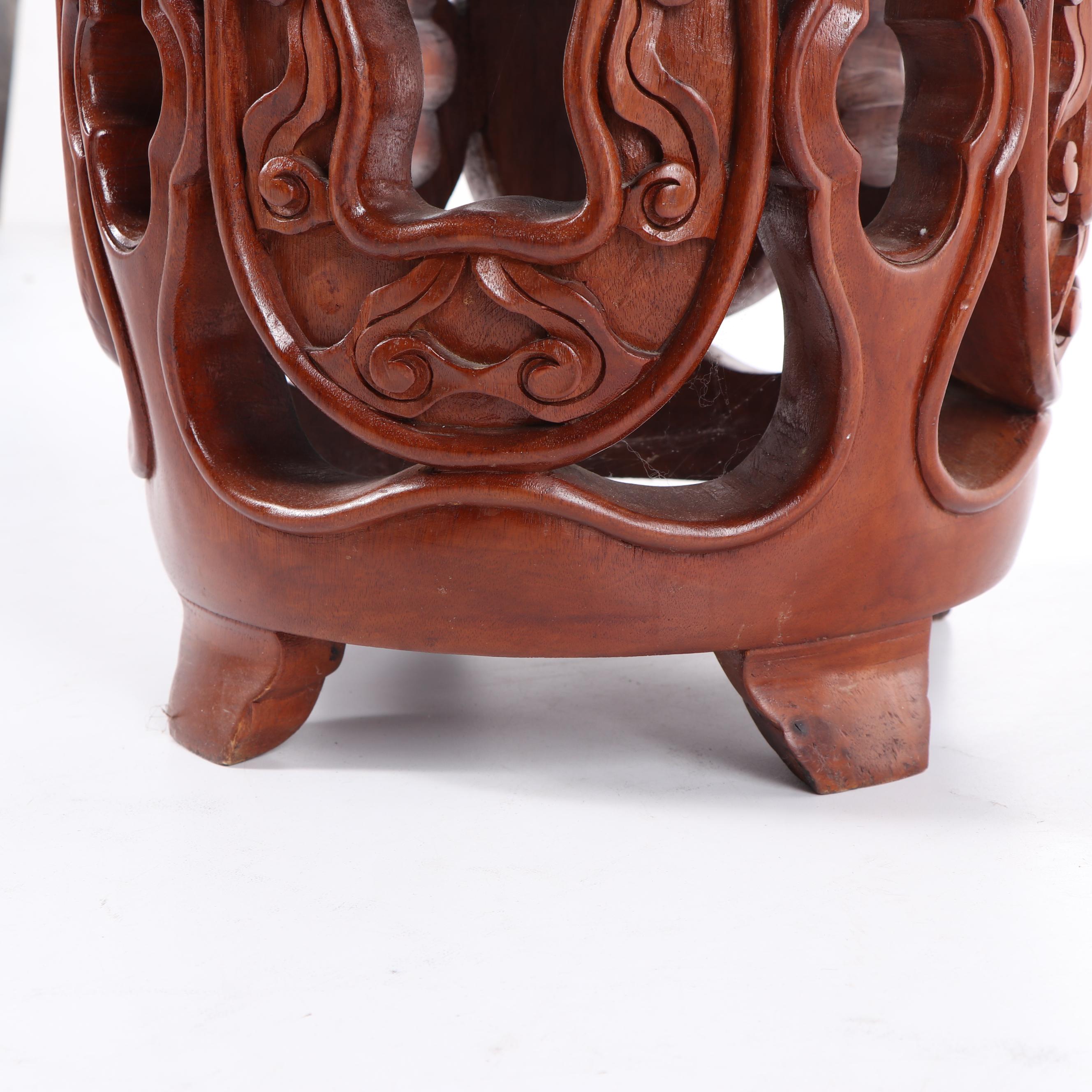Chinese Carved Wood Garden Stool