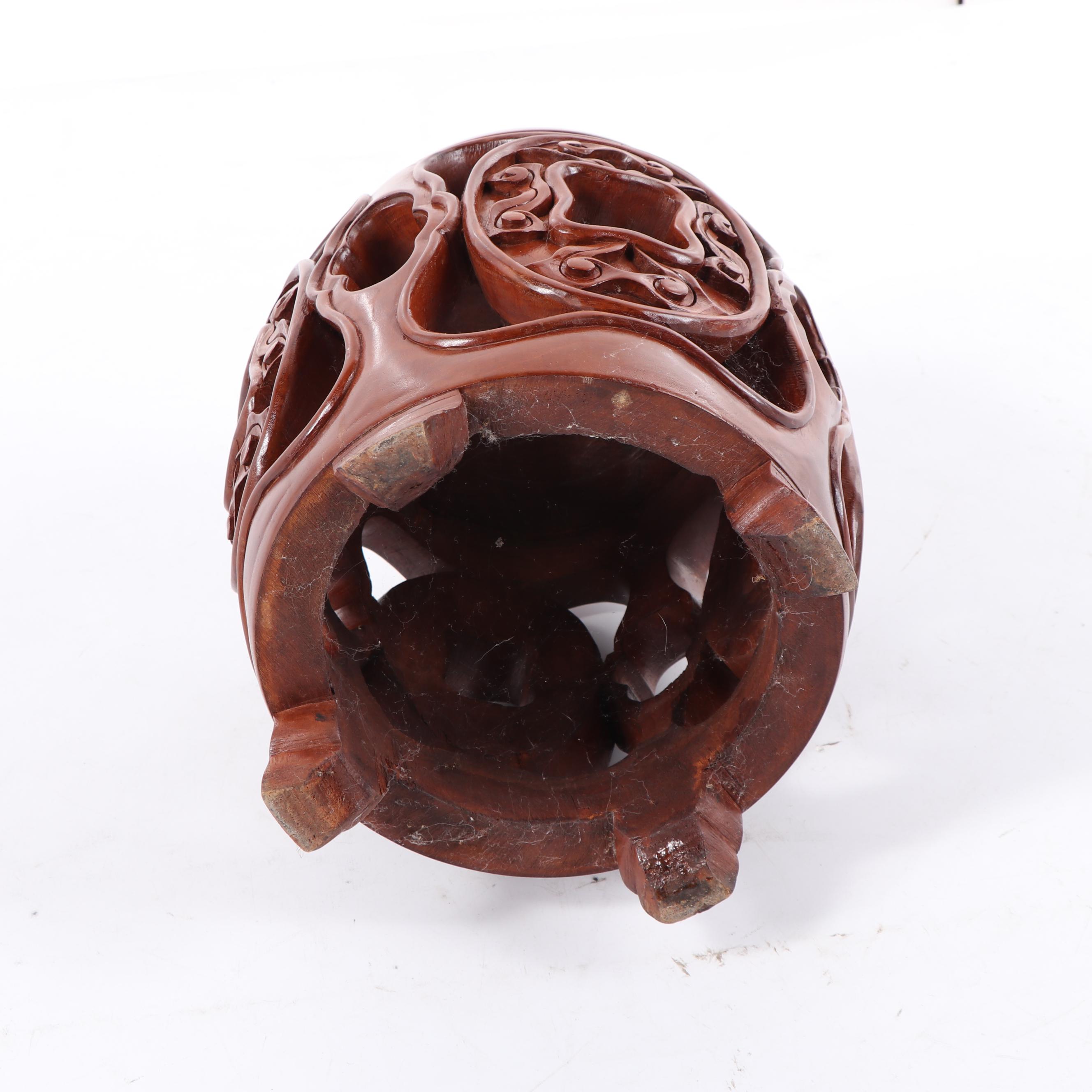 Chinese Carved Wood Garden Stool