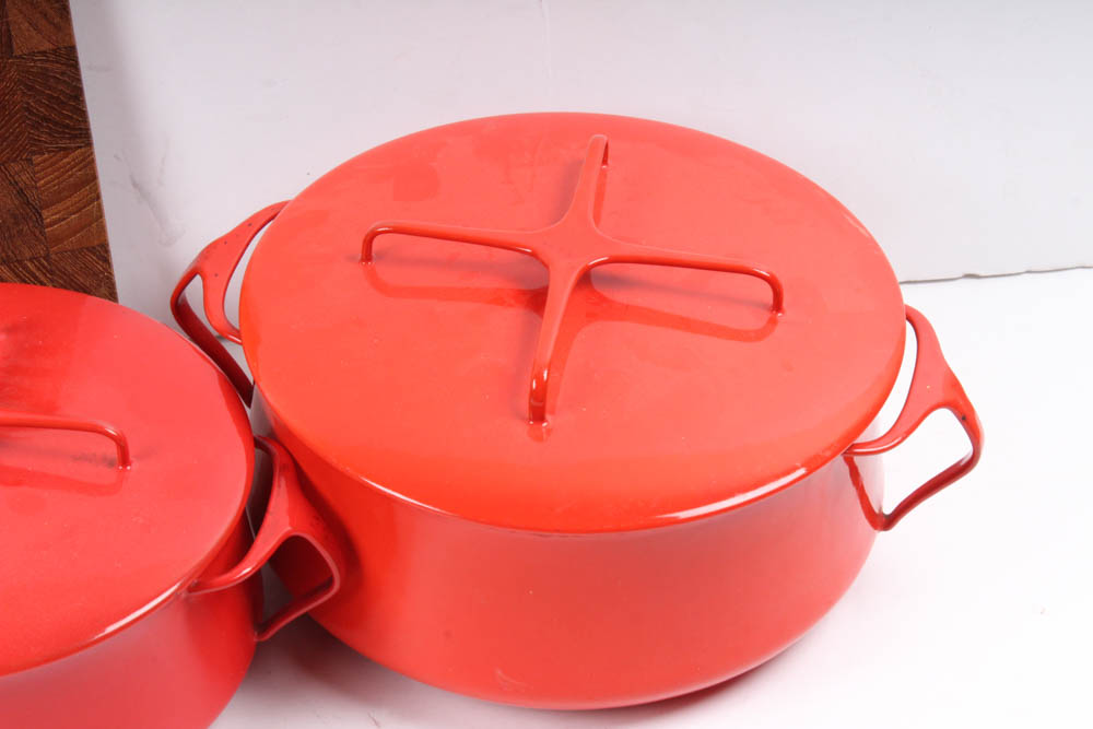 Vintage Dansk Kobenstyle Enamel Cookware and Cutting Board