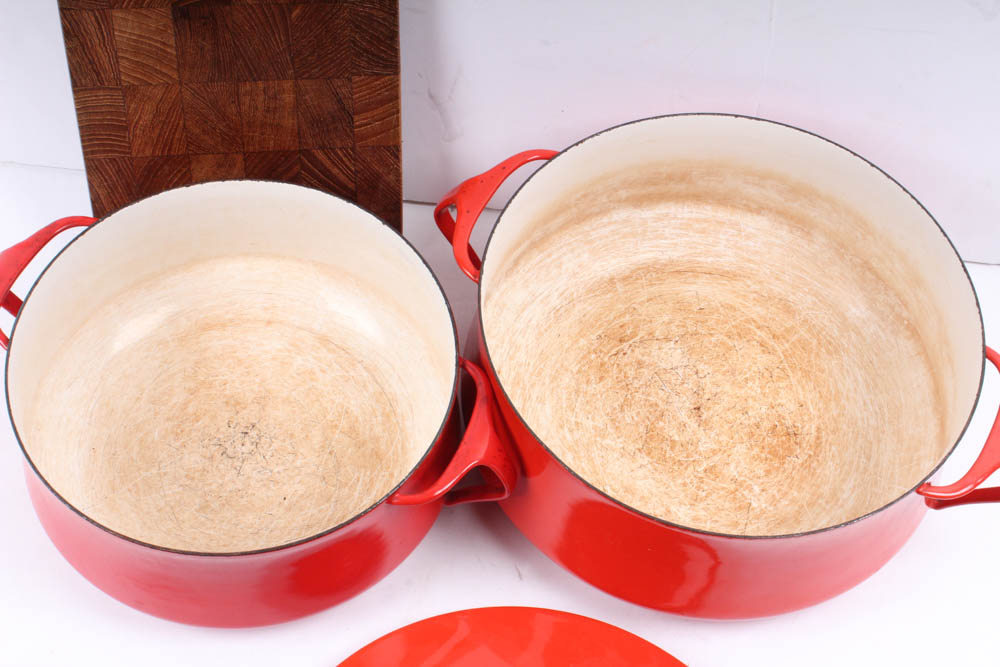 Vintage Dansk Kobenstyle Enamel Cookware and Cutting Board