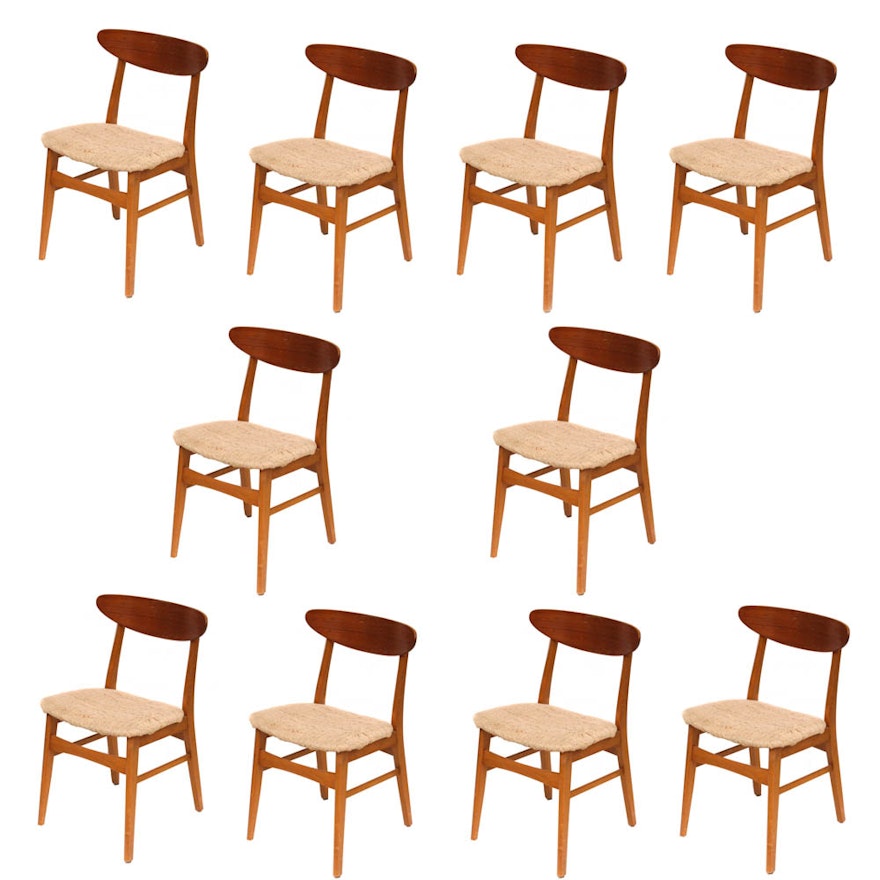 Ten Mid Century Modern Walnut Dining Chairs