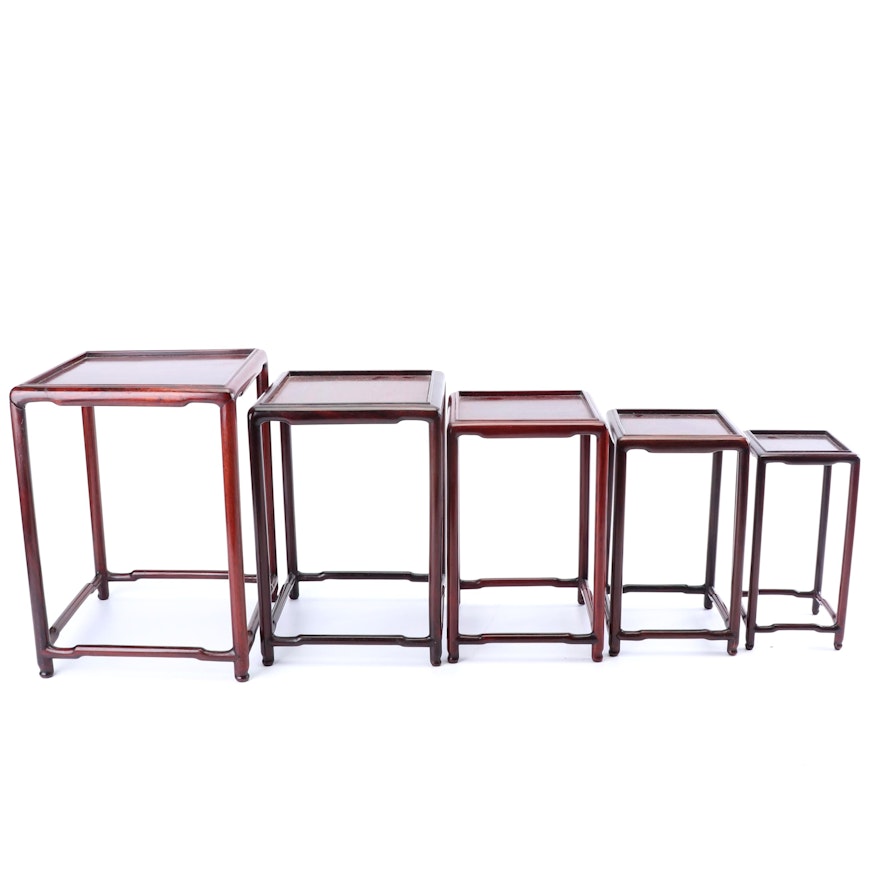 Set of Five Nesting Rosewood Stands