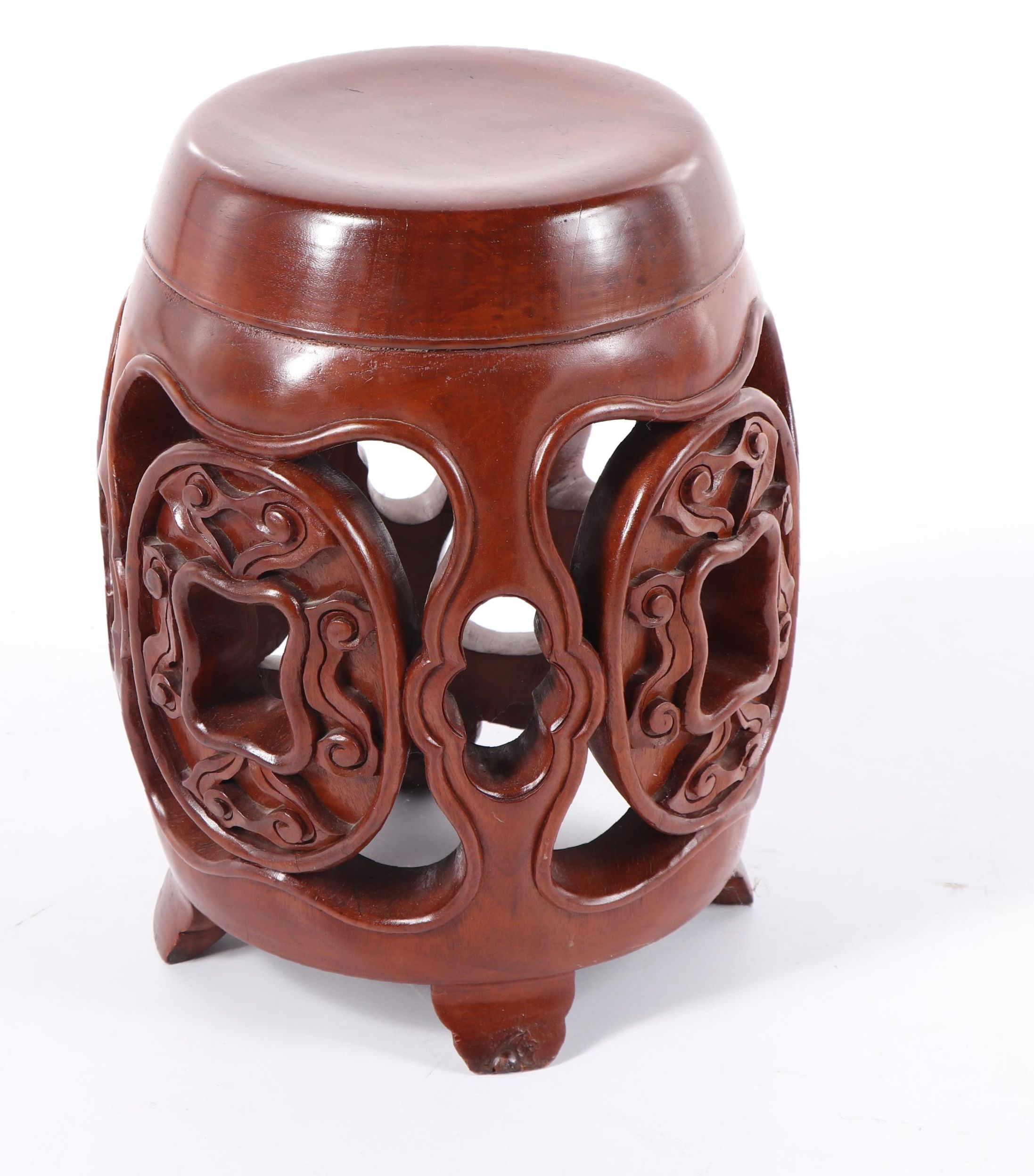 Chinese Carved Wood Garden Stool