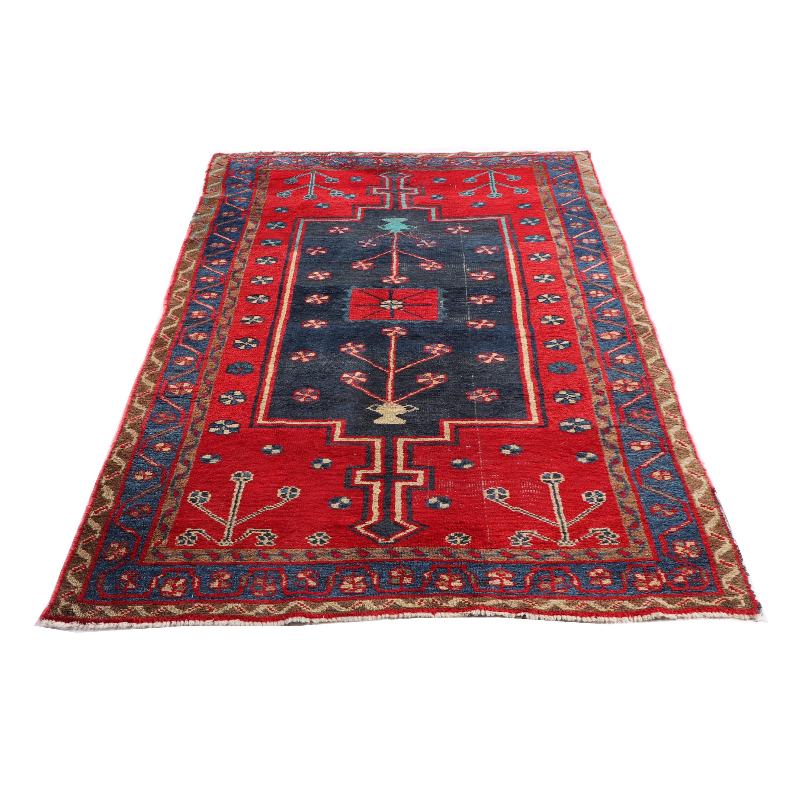 Hand-Knotted Kurdish Wool Area Rug