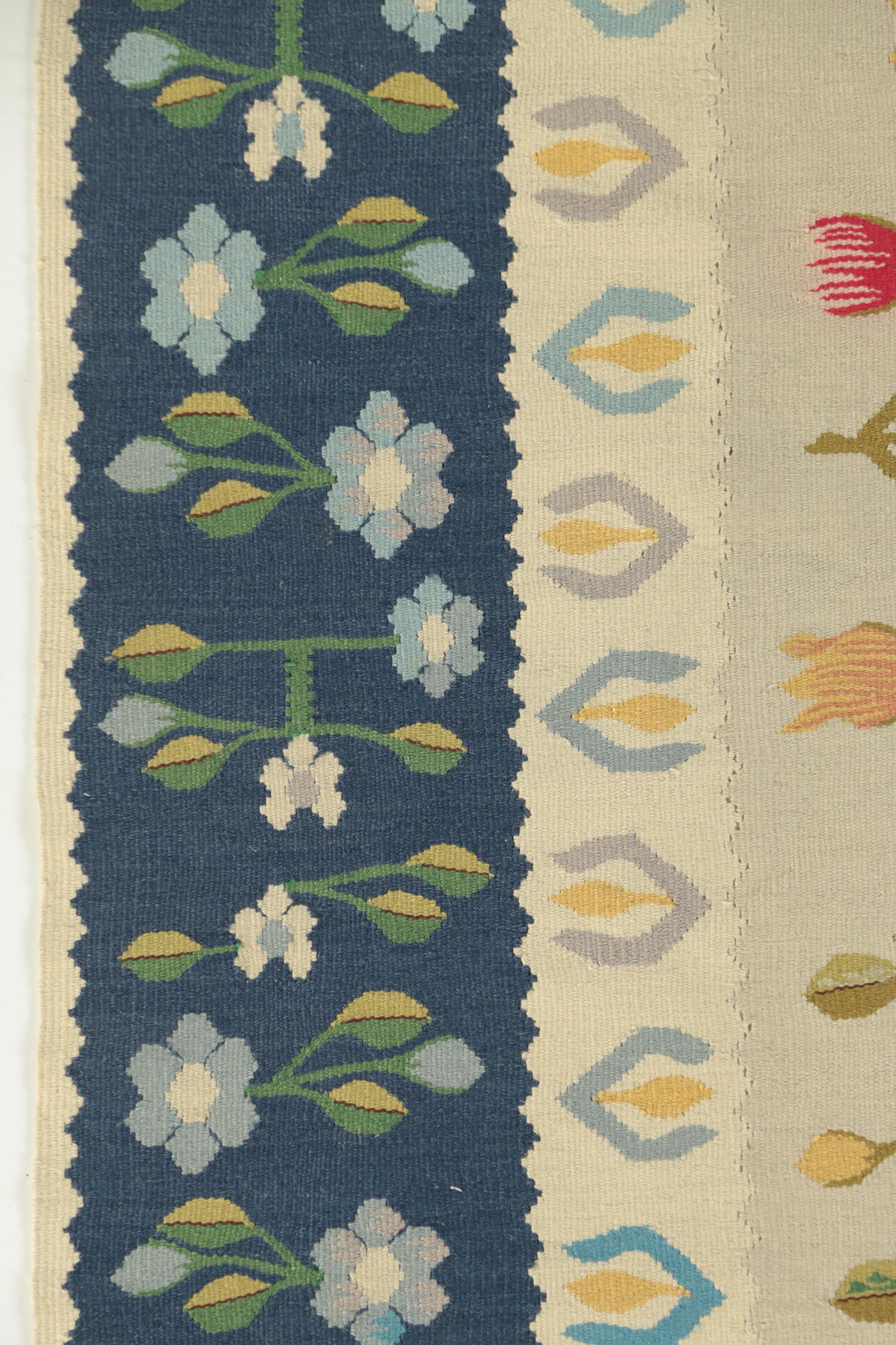 Handwoven Inscribed Romanian Bessarabian Wool Kilim