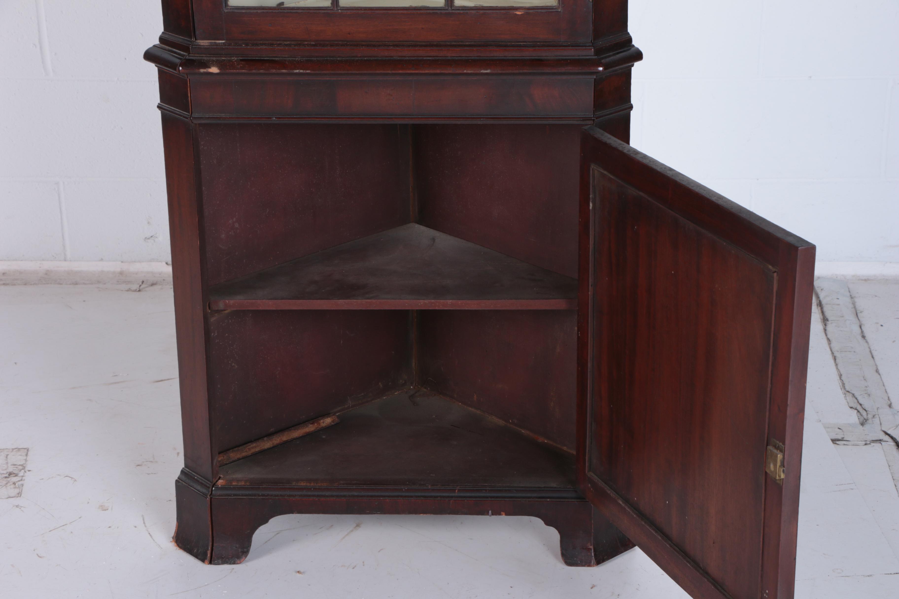 Antique Federal Mahogany Corner China Cabinet