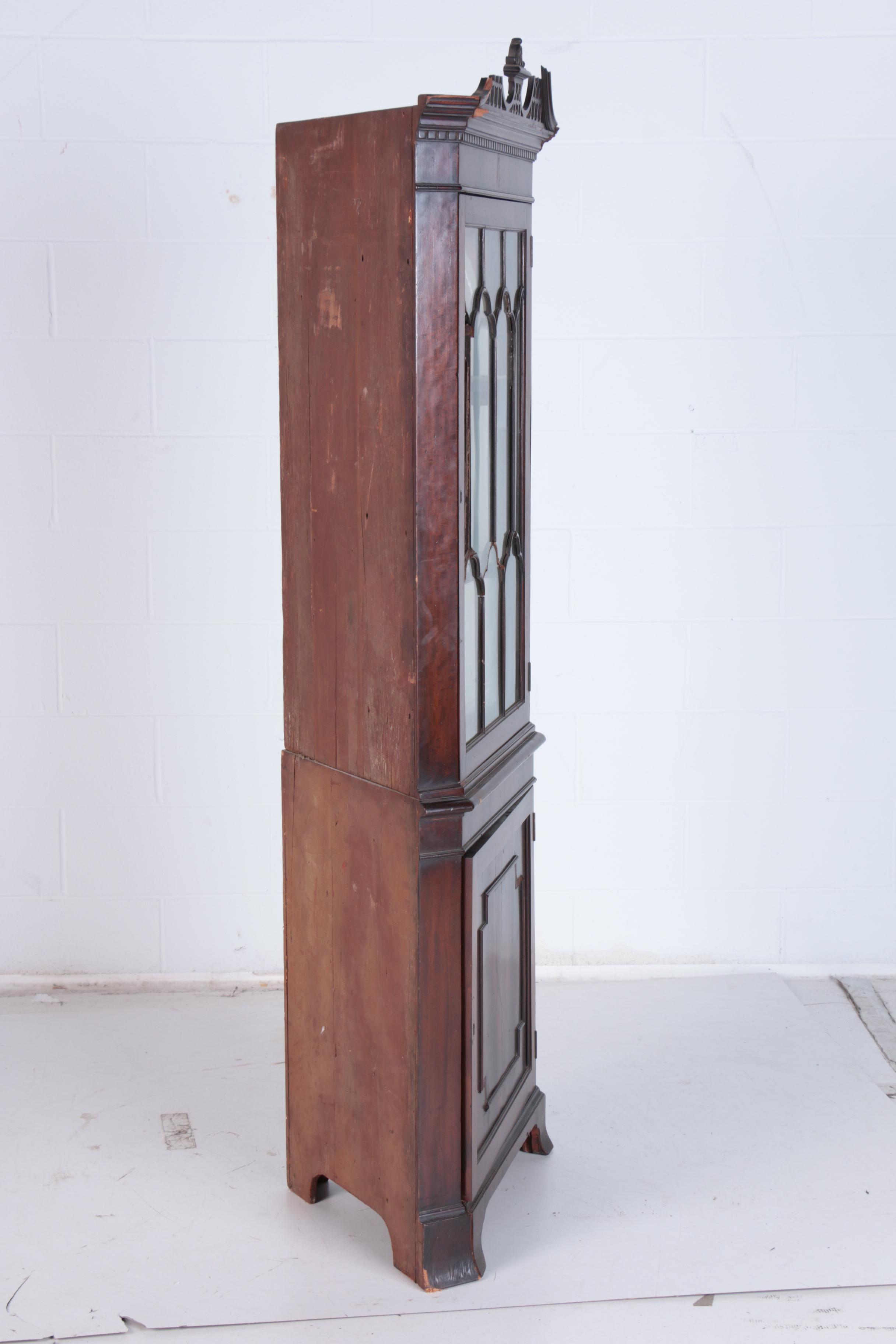 Antique Federal Mahogany Corner China Cabinet