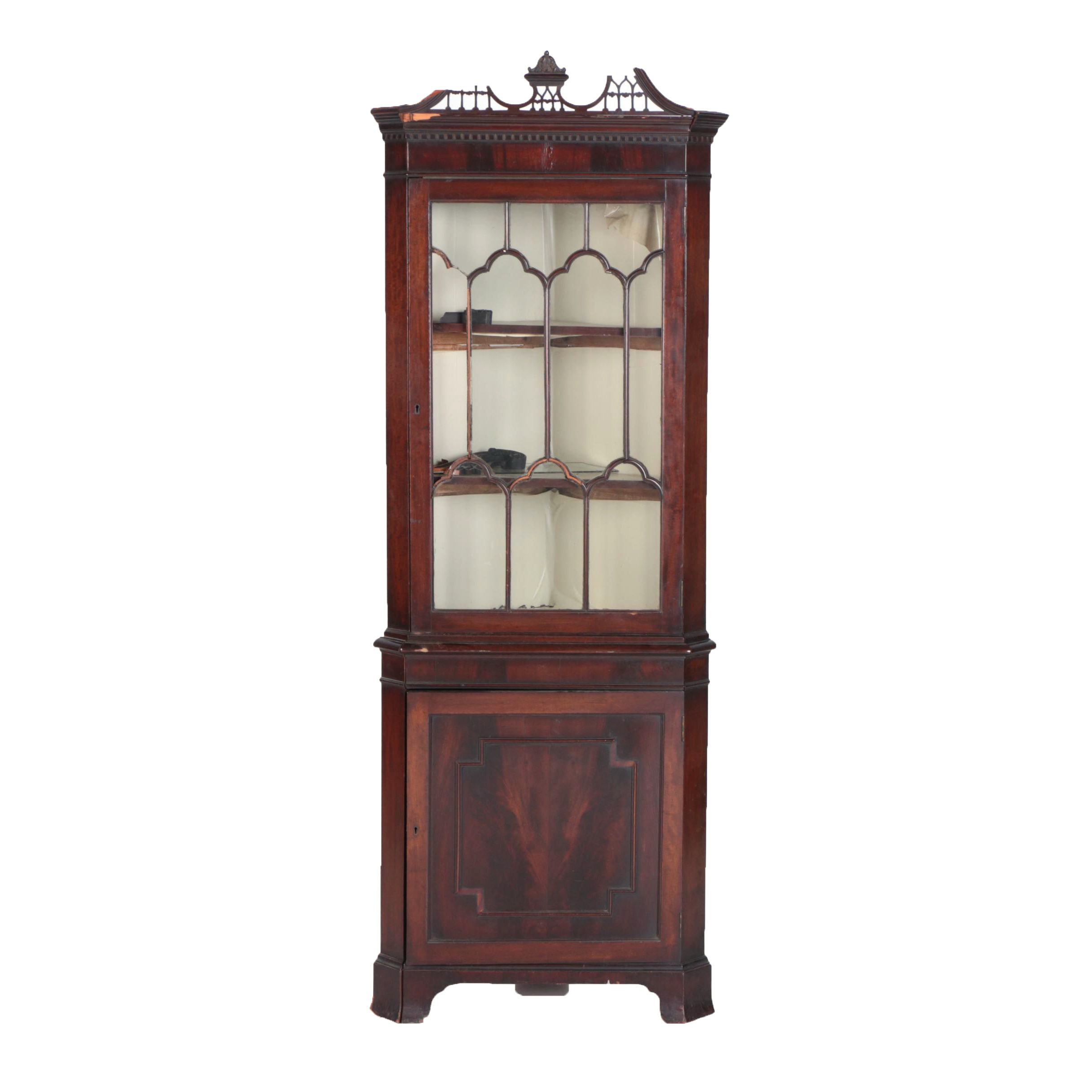 Antique Federal Mahogany Corner China Cabinet