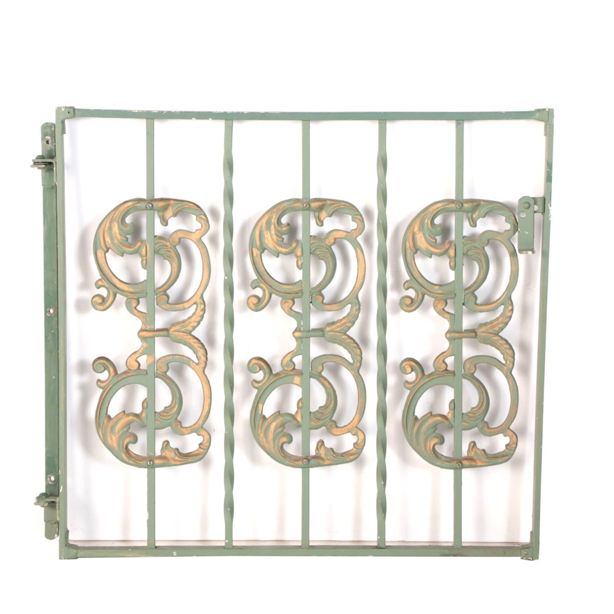 Vintage Green Metal Garden Gate Door