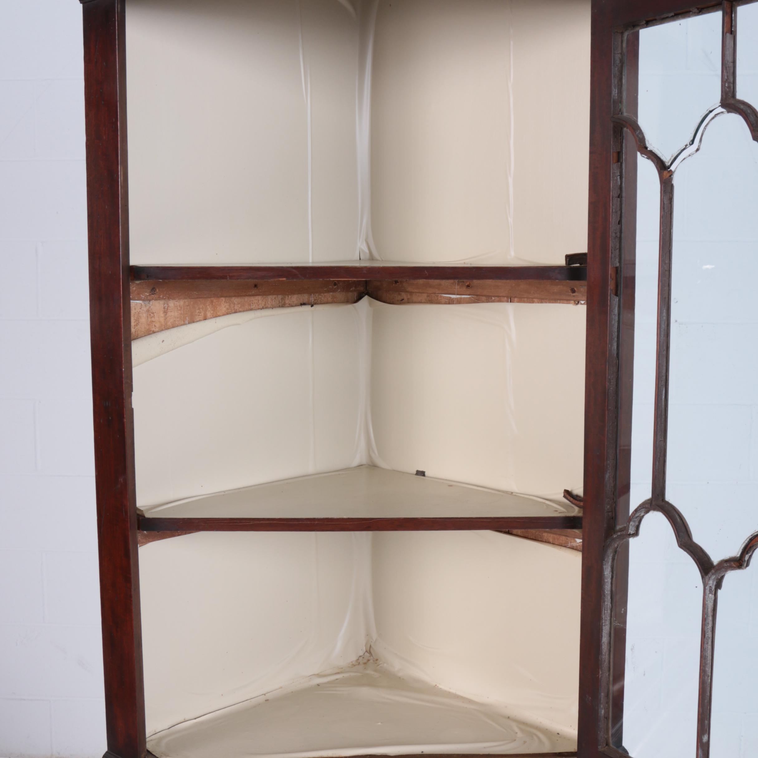 Antique Federal Mahogany Corner China Cabinet