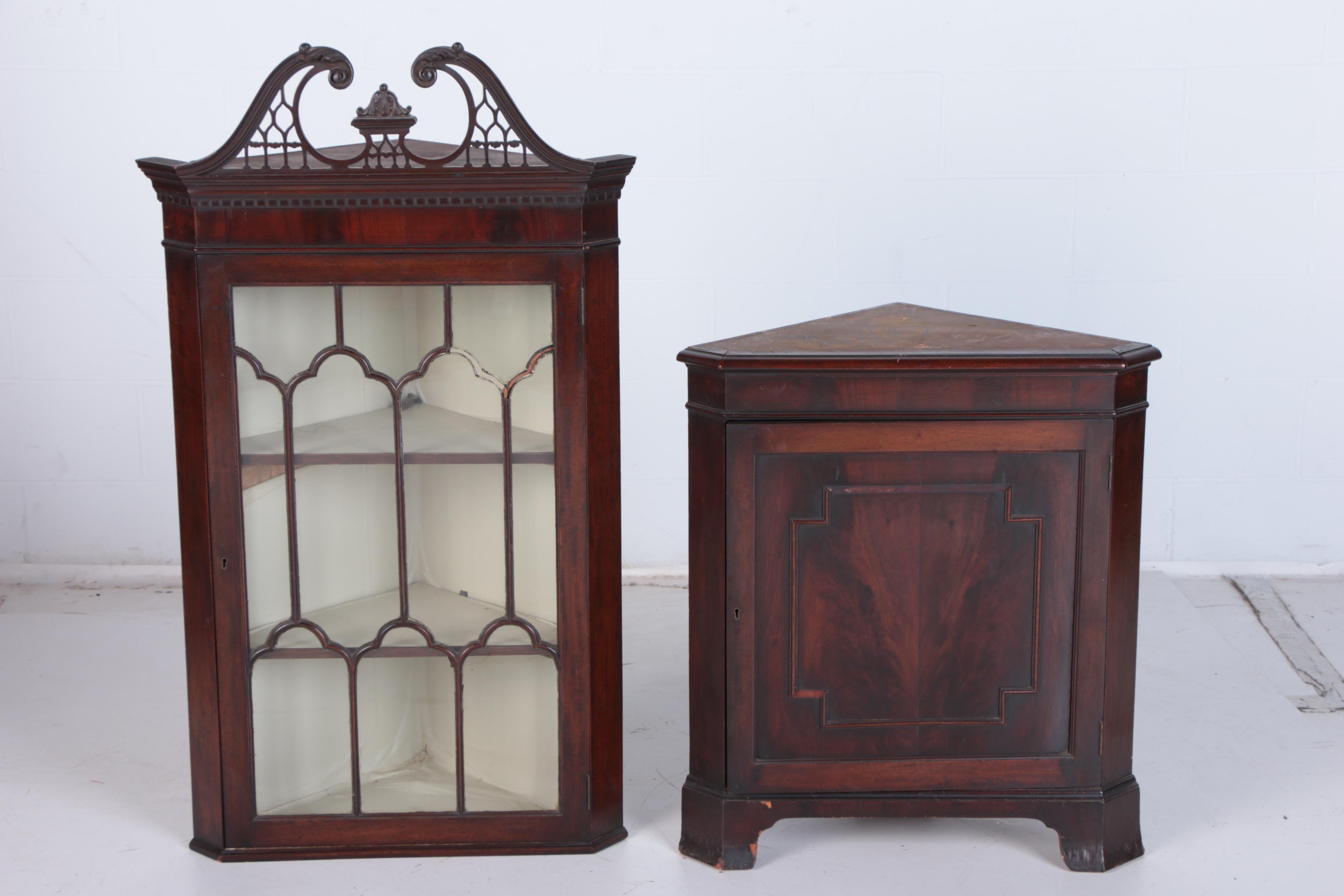 Antique Federal Mahogany Corner China Cabinet