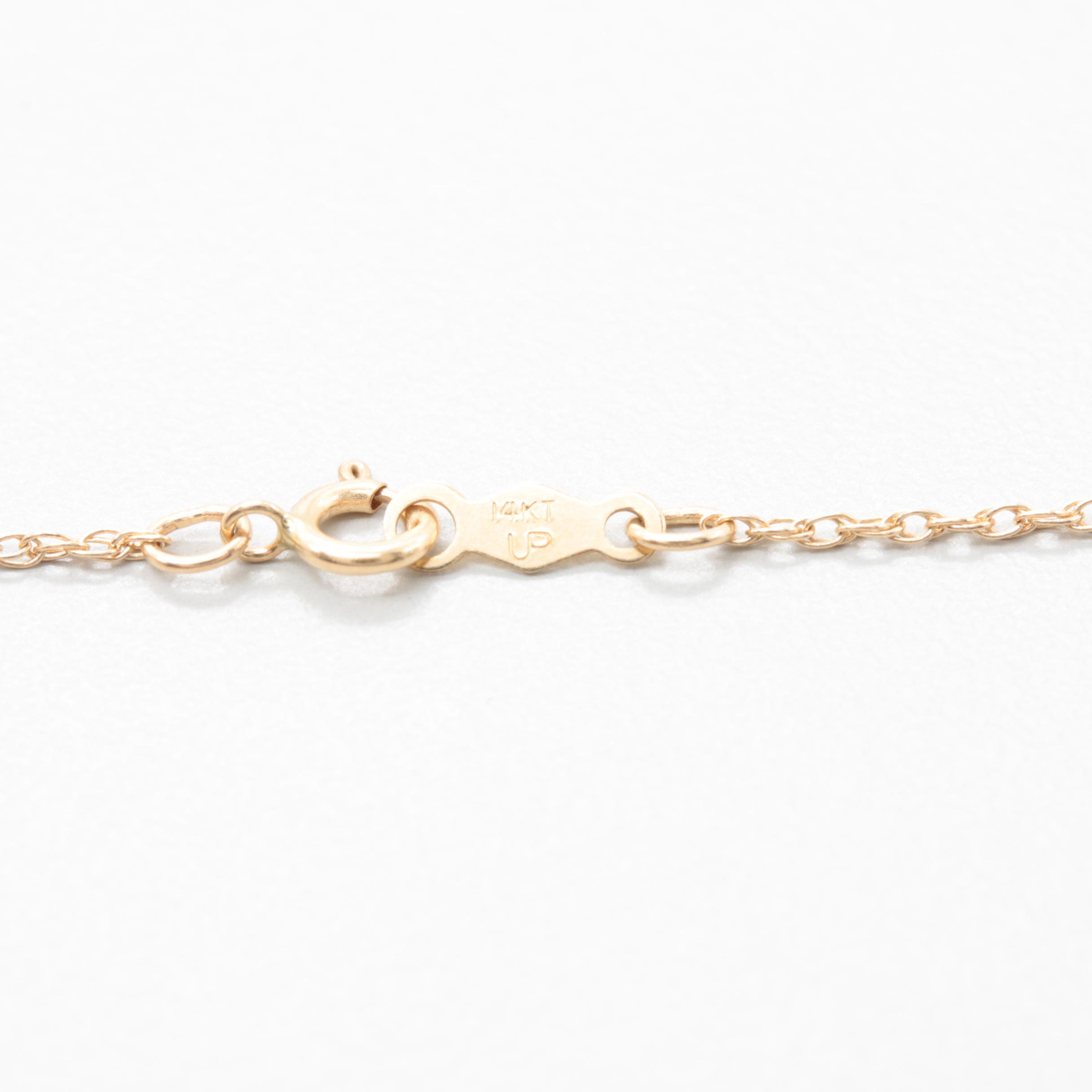 14K Yellow Gold Gemstone Bar Pendant