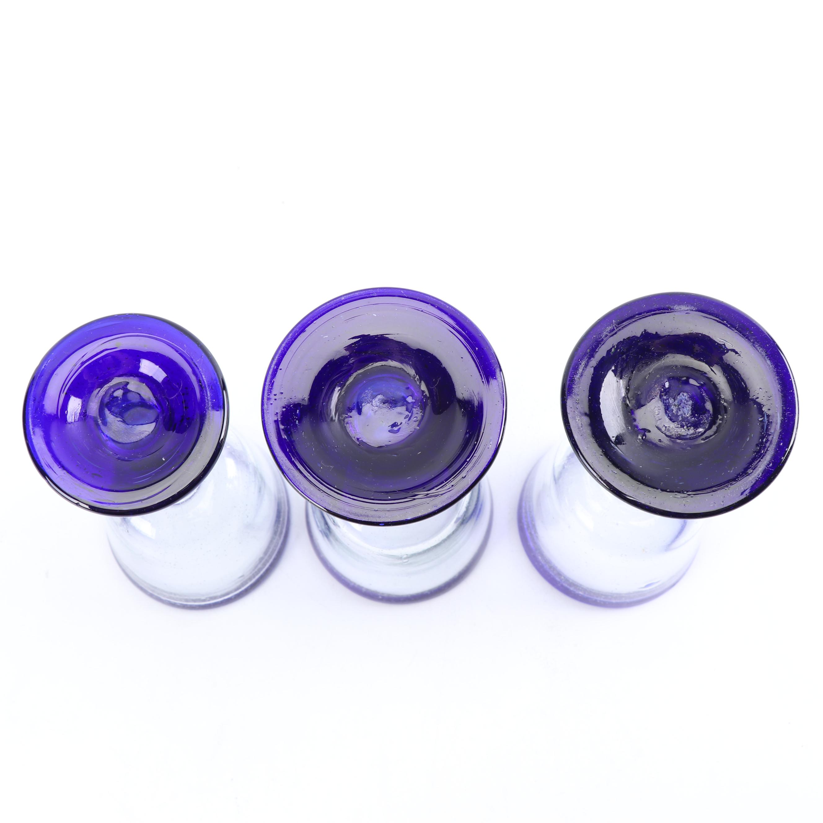 Assortment of Hand-Blown Cobalt Rimmed Glass Stemware