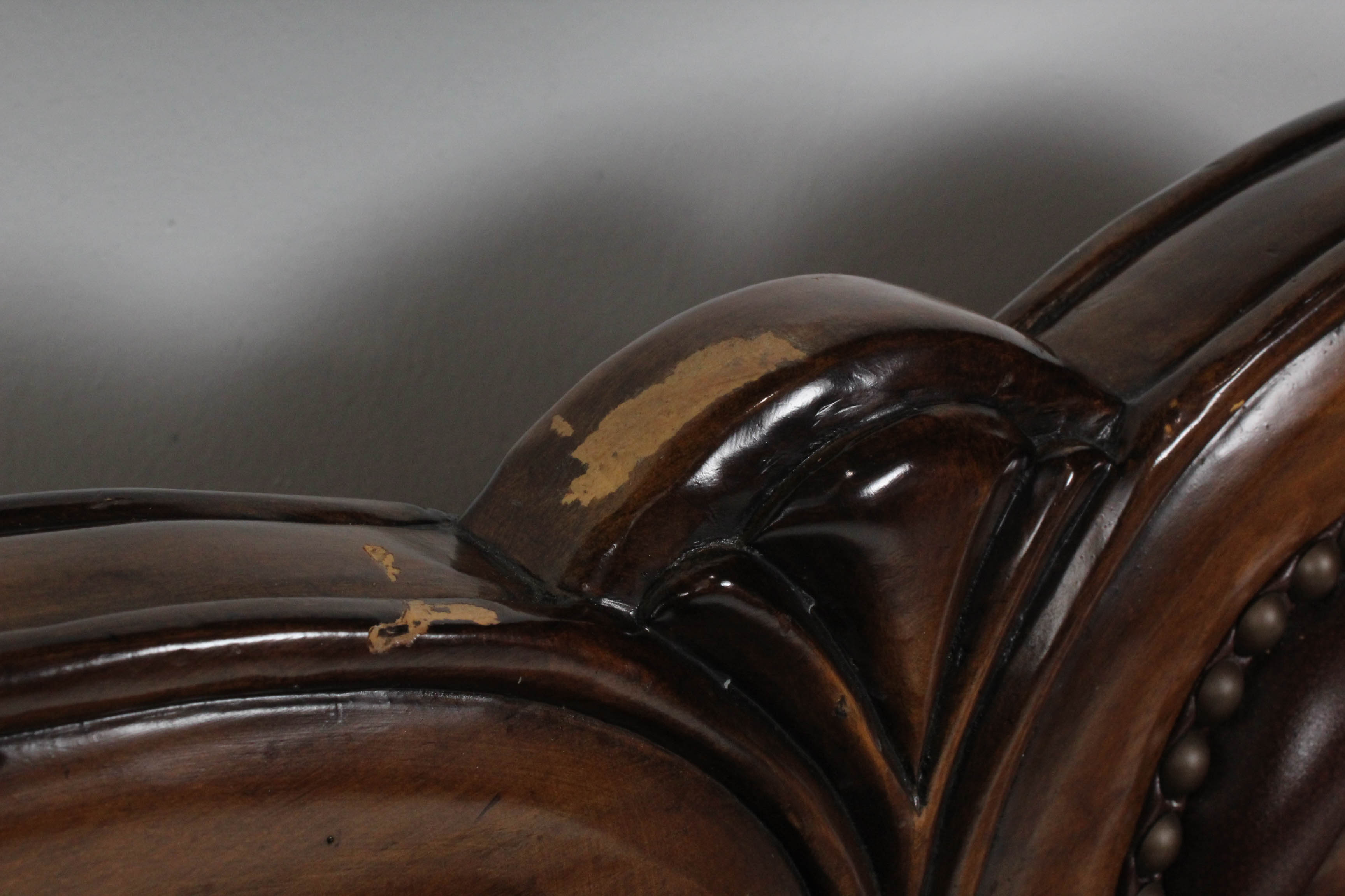 Michael Amini Leather and Paisley Sofa