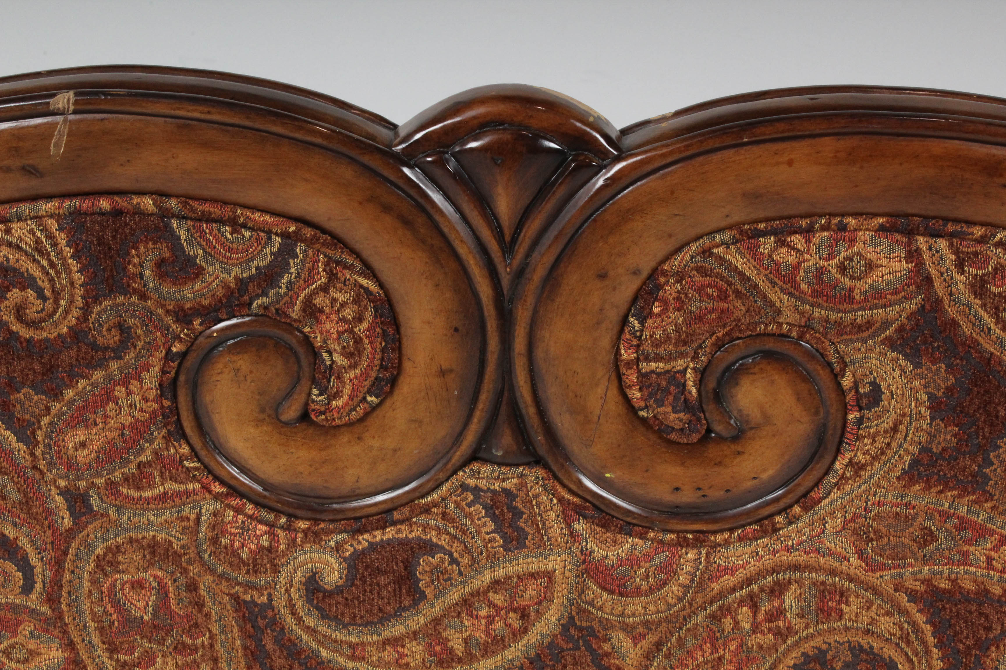 Michael Amini Leather and Paisley Sofa