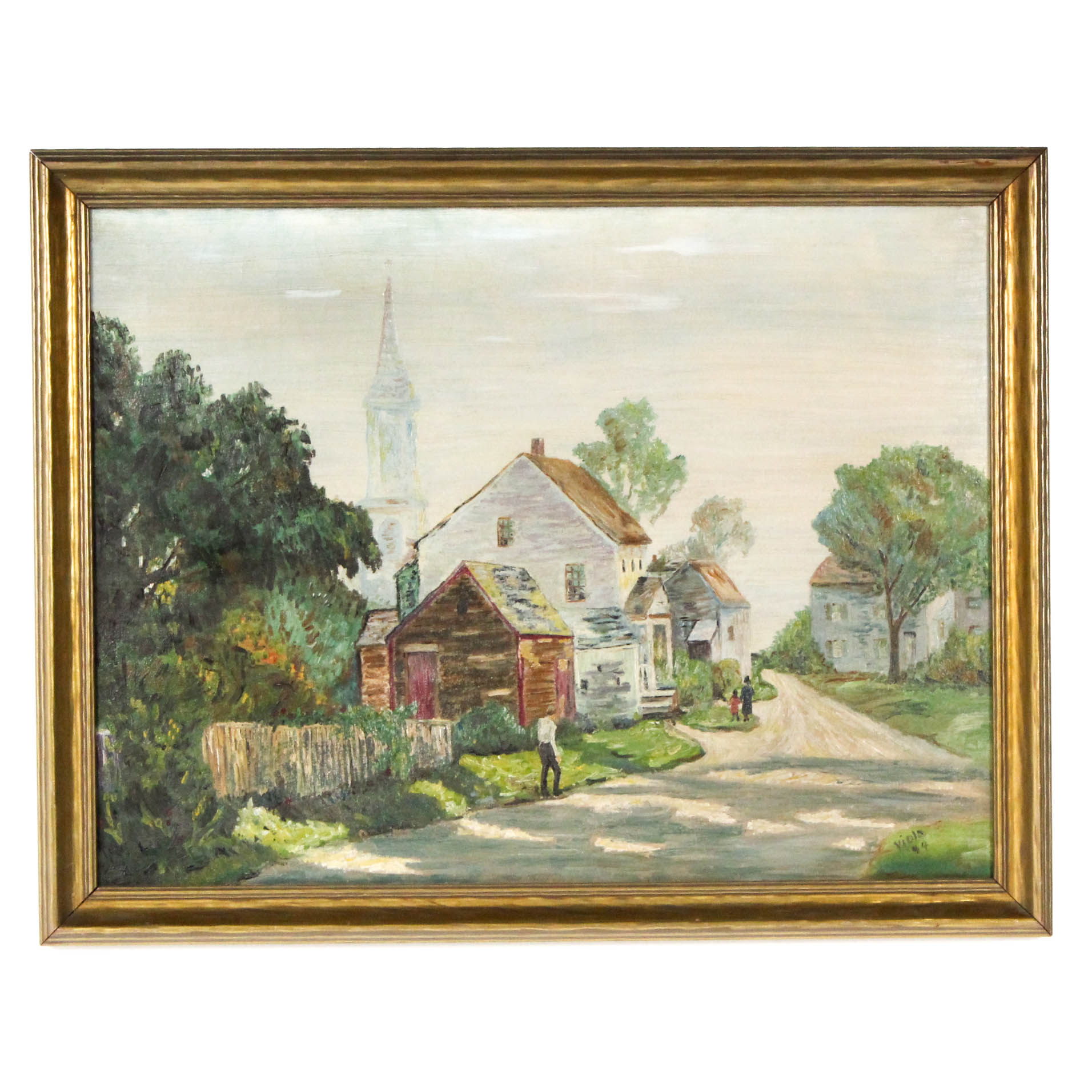 Vintage Viola Oil Painting