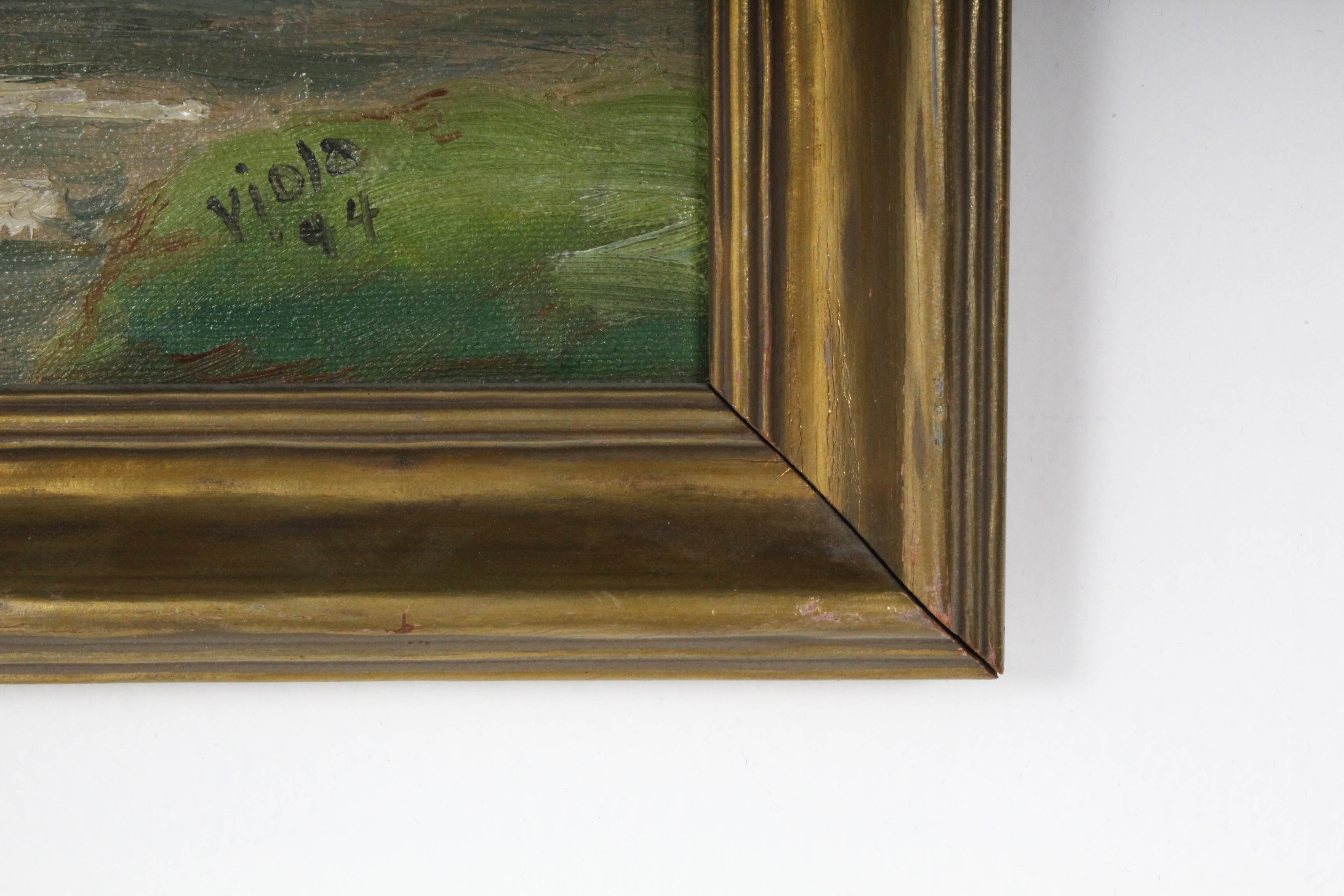 Vintage Viola Oil Painting